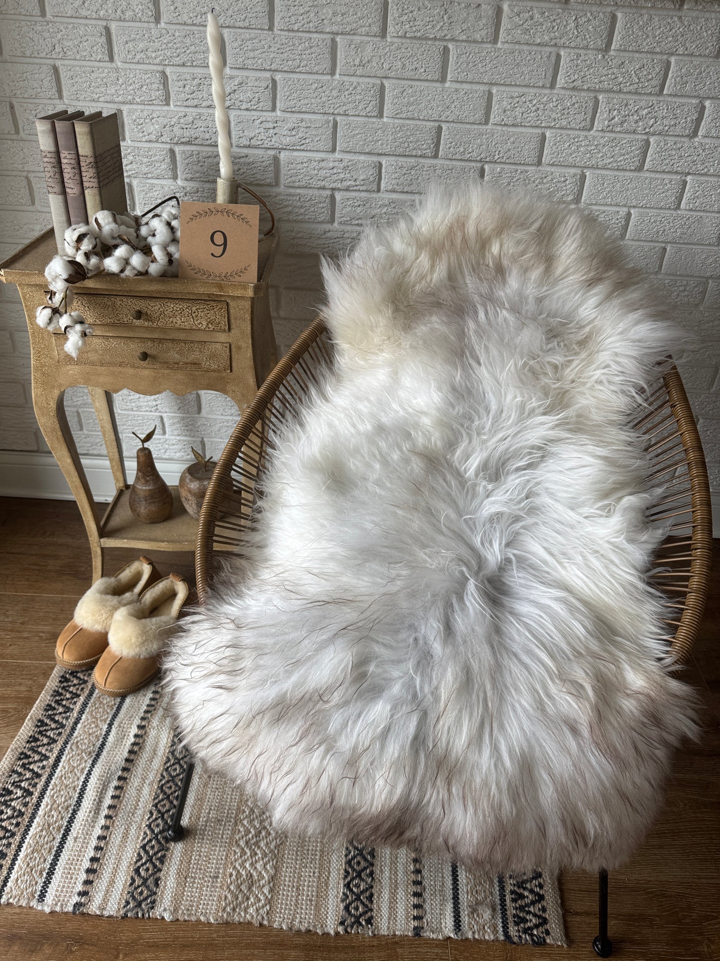 Follkee Rustic Icelandic Sheepskin Rug Throw Fur Rug Sheepskin Rug throw, natural sheepskin, real sheepskin rug, chair throw, all natural MEL40