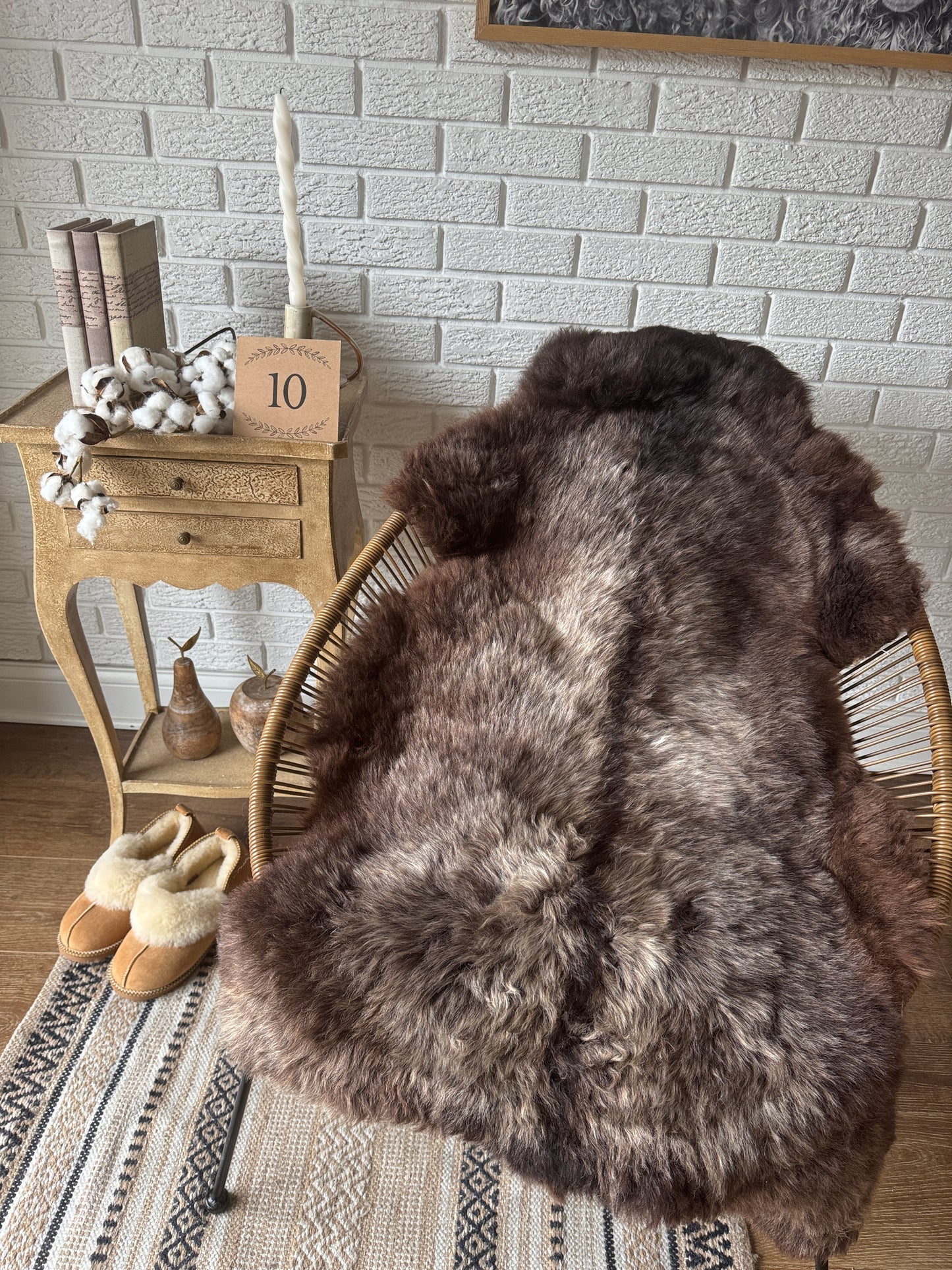 Follkee Rustic Icelandic Sheepskin Rug Throw Fur Rug Sheepskin Rug throw, natural sheepskin, real sheepskin rug, chair throw, all natural MEL40