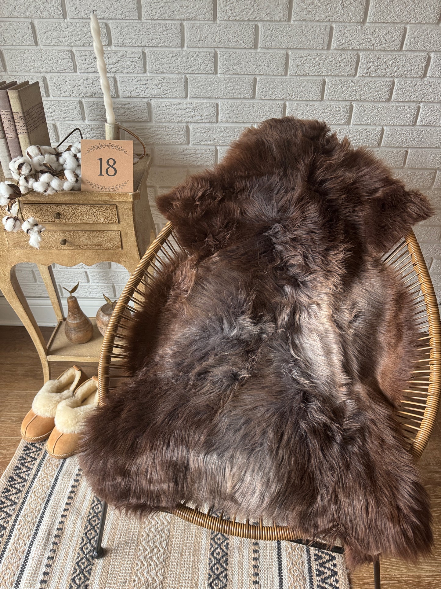 Follkee Rustic Icelandic Sheepskin Rug Throw Fur Rug Sheepskin Rug throw, natural sheepskin, real sheepskin rug, chair throw, all natural MEL40