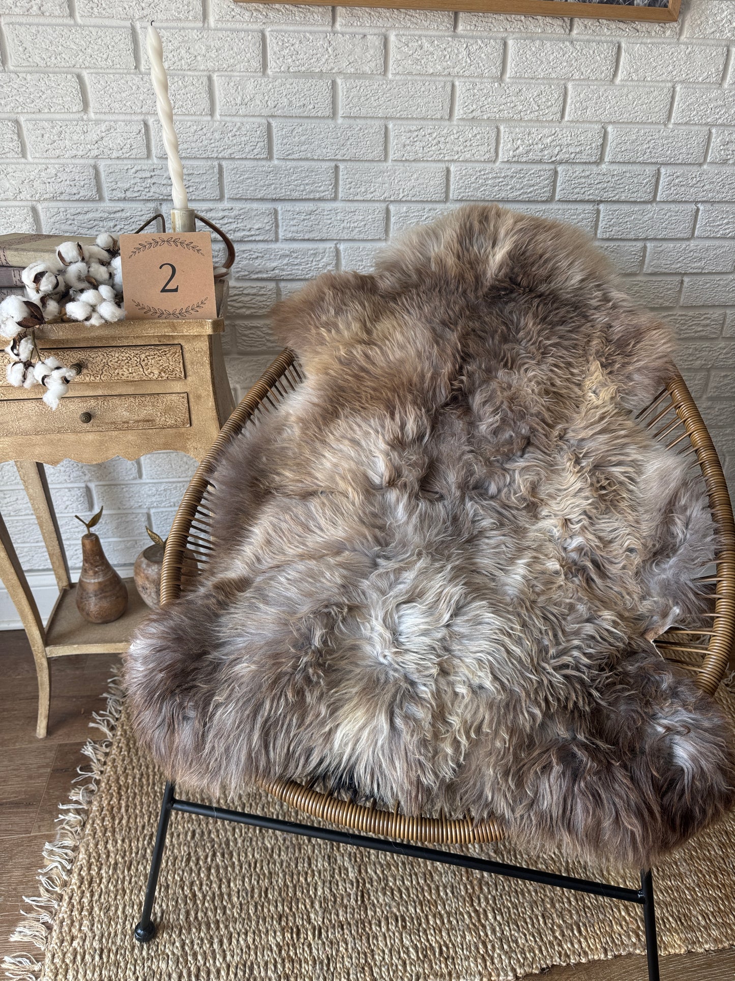 Follkee Rustic Icelandic Sheepskin Rug Throw Fur Rug Sheepskin Rug throw, natural sheepskin, real sheepskin rug, chair throw, all natural MEL41