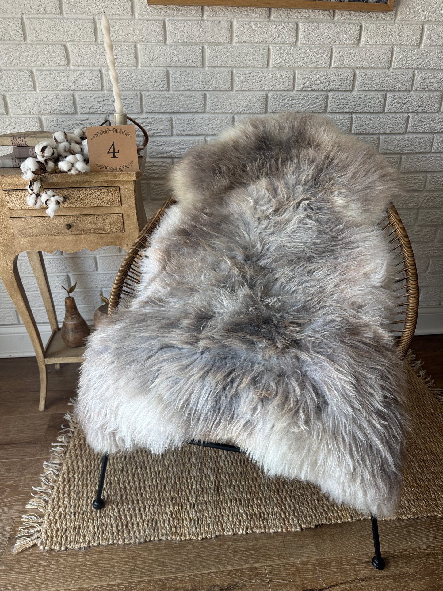 Follkee Rustic Icelandic Sheepskin Rug Throw Fur Rug Sheepskin Rug throw, natural sheepskin, real sheepskin rug, chair throw, all natural MEL41