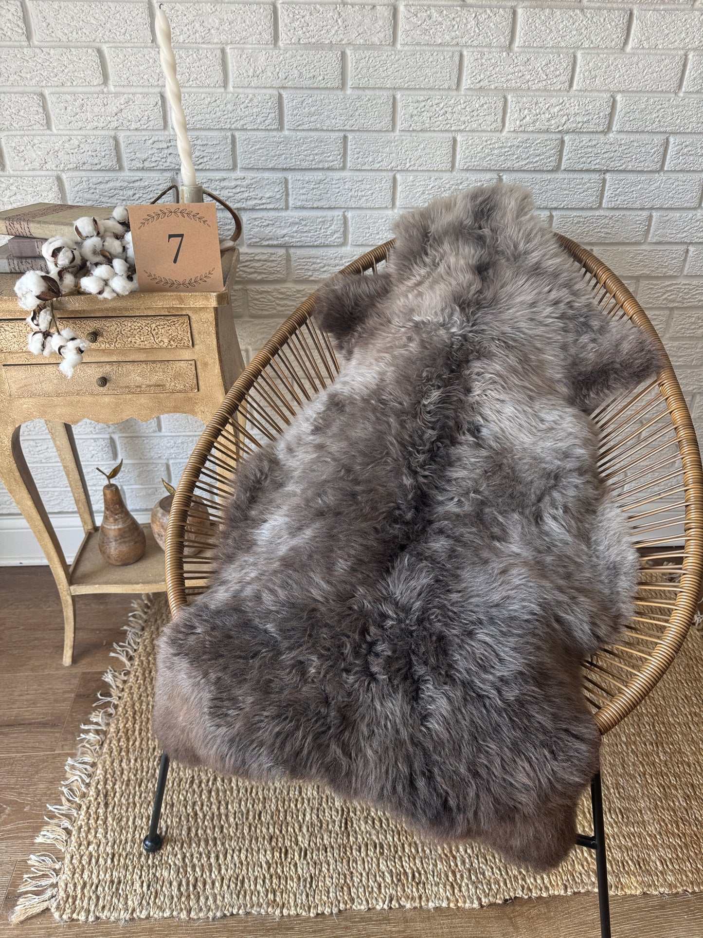 Follkee Rustic Icelandic Sheepskin Rug Throw Fur Rug Sheepskin Rug throw, natural sheepskin, real sheepskin rug, chair throw, all natural MEL41