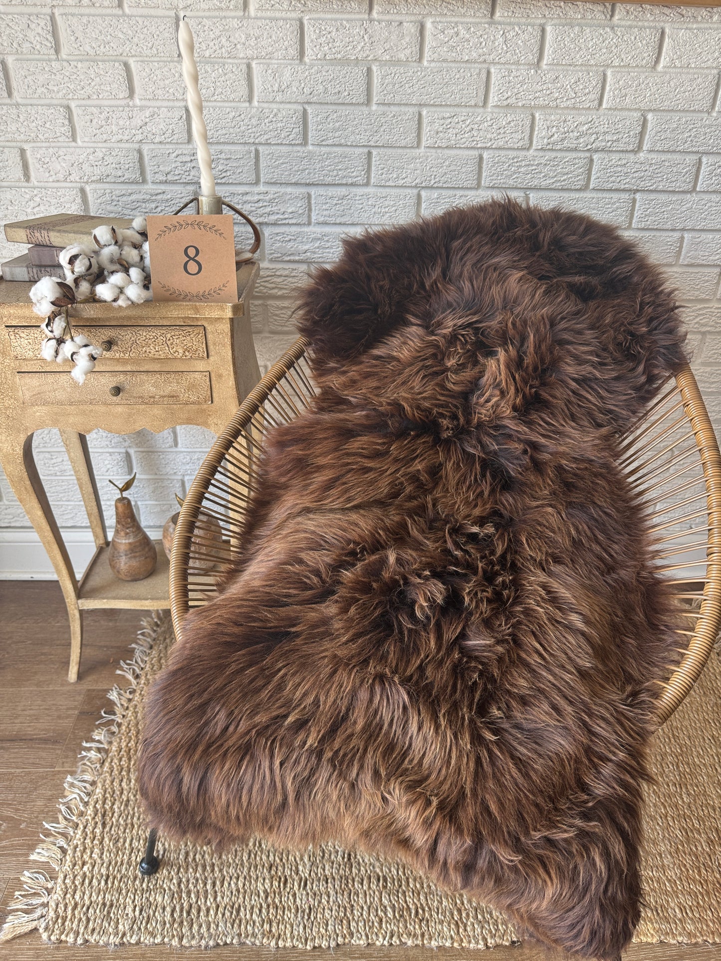 Follkee Rustic Icelandic Sheepskin Rug Throw Fur Rug Sheepskin Rug throw, natural sheepskin, real sheepskin rug, chair throw, all natural MEL41