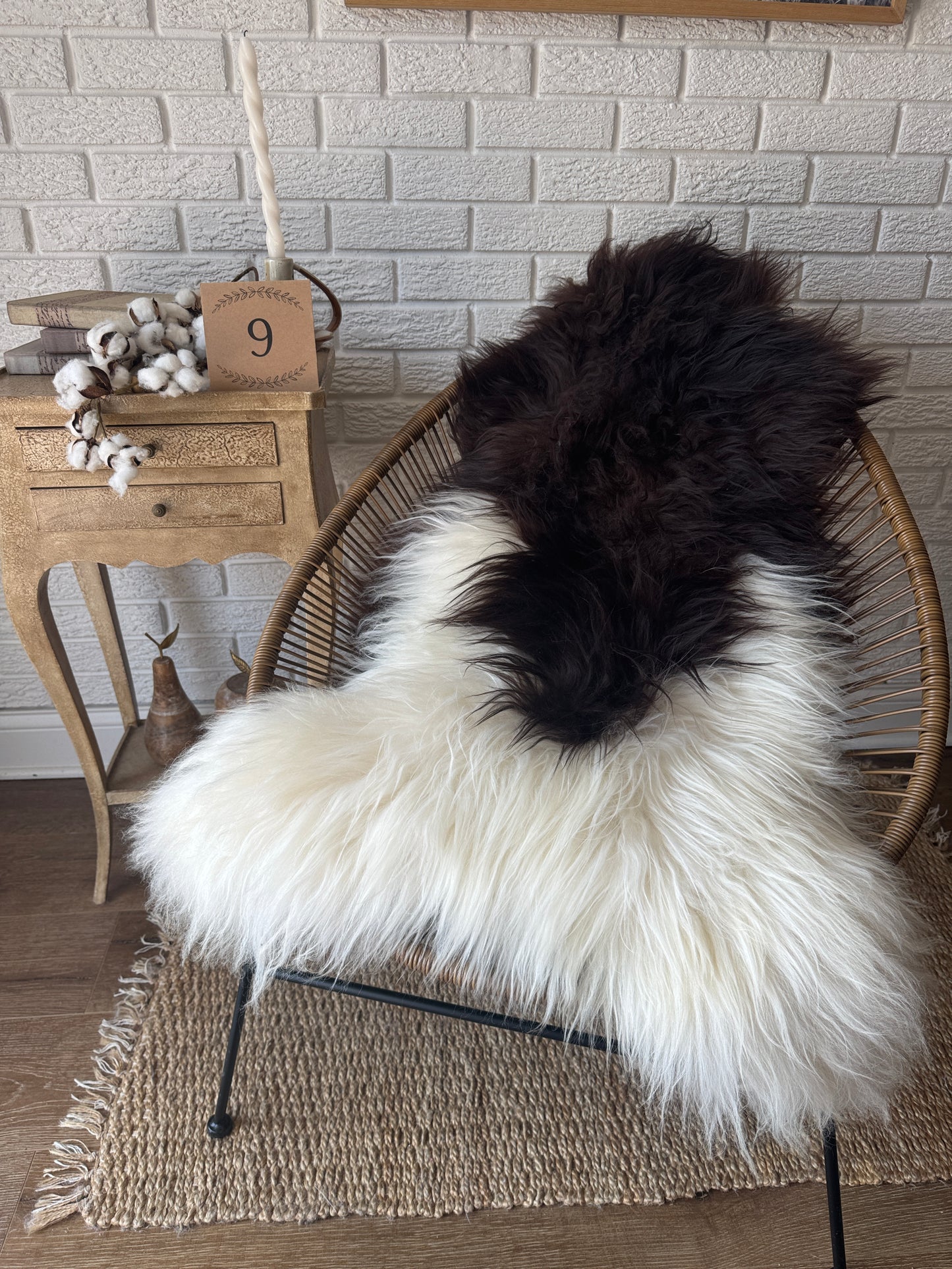 Follkee Rustic Icelandic Sheepskin Rug Throw Fur Rug Sheepskin Rug throw, natural sheepskin, real sheepskin rug, chair throw, all natural MEL41