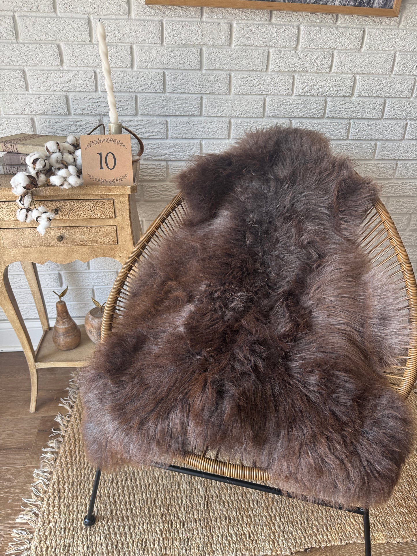 Follkee Rustic Icelandic Sheepskin Rug Throw Fur Rug Sheepskin Rug throw, natural sheepskin, real sheepskin rug, chair throw, all natural MEL41
