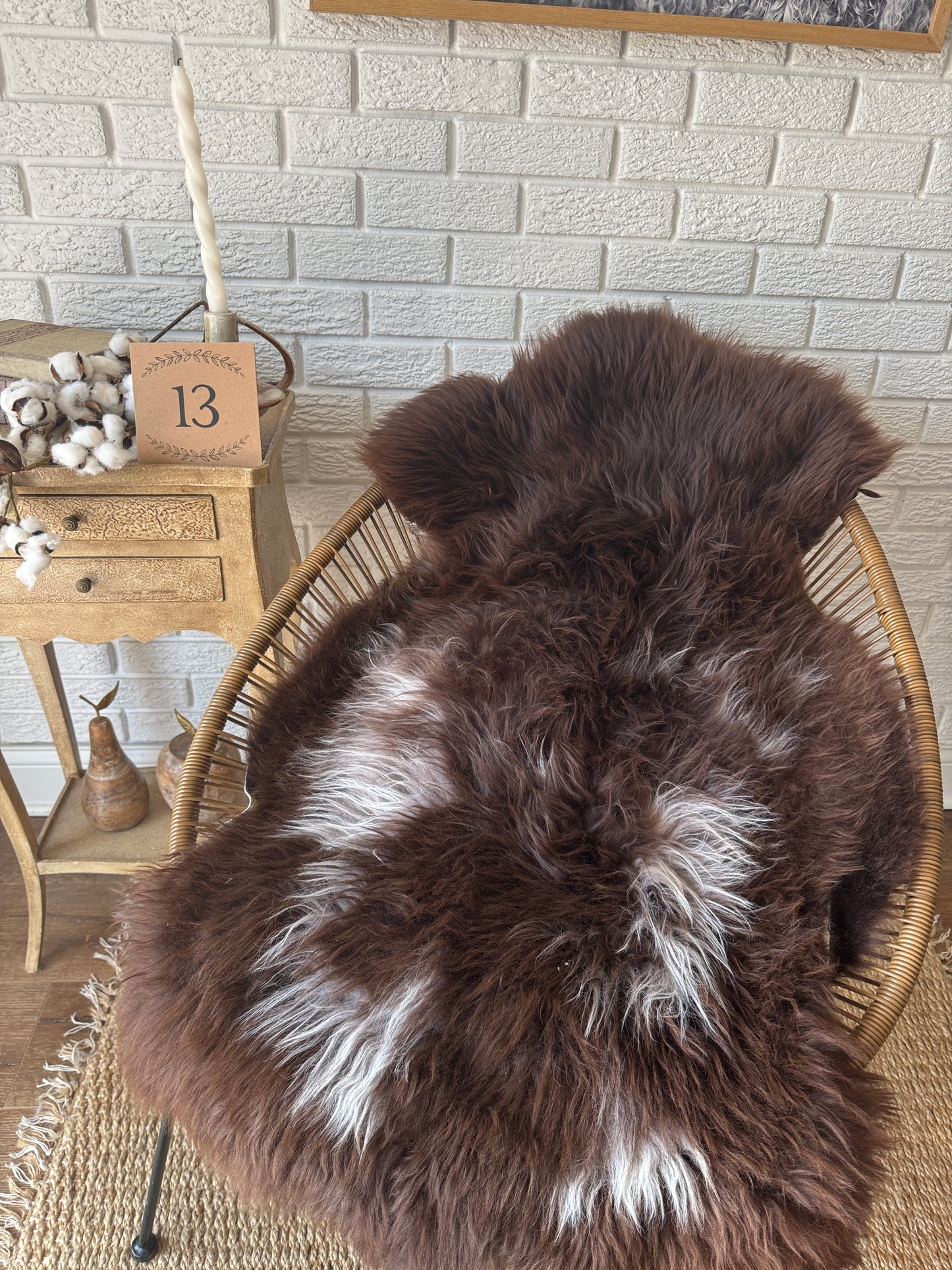 Follkee Rustic Icelandic Sheepskin Rug Throw Fur Rug Sheepskin Rug throw, natural sheepskin, real sheepskin rug, chair throw, all natural MEL41