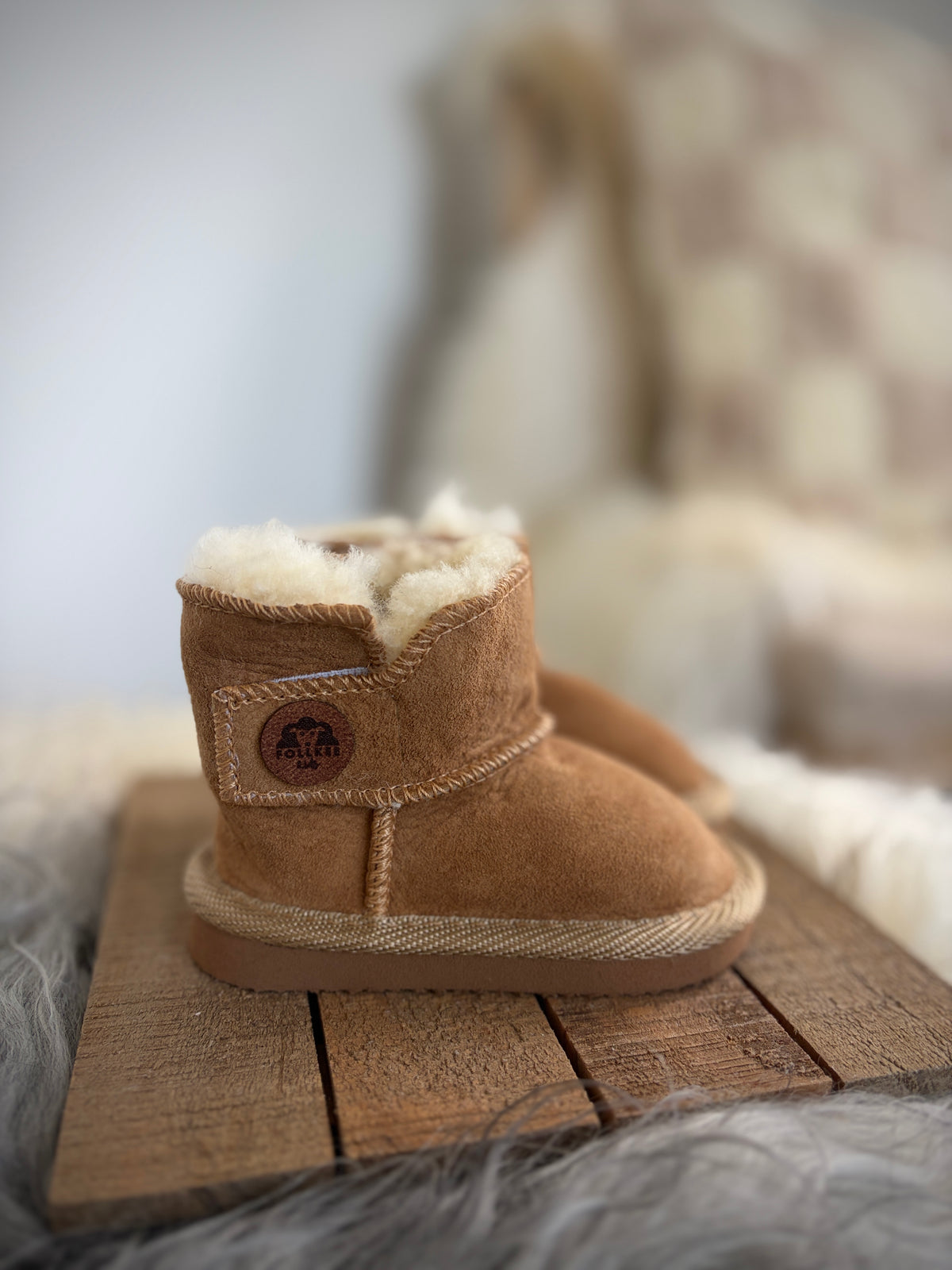 Kids Sheepskin Slippers with Rubber Soles – Genuine Merino Wool, Cozy Leather House Shoes