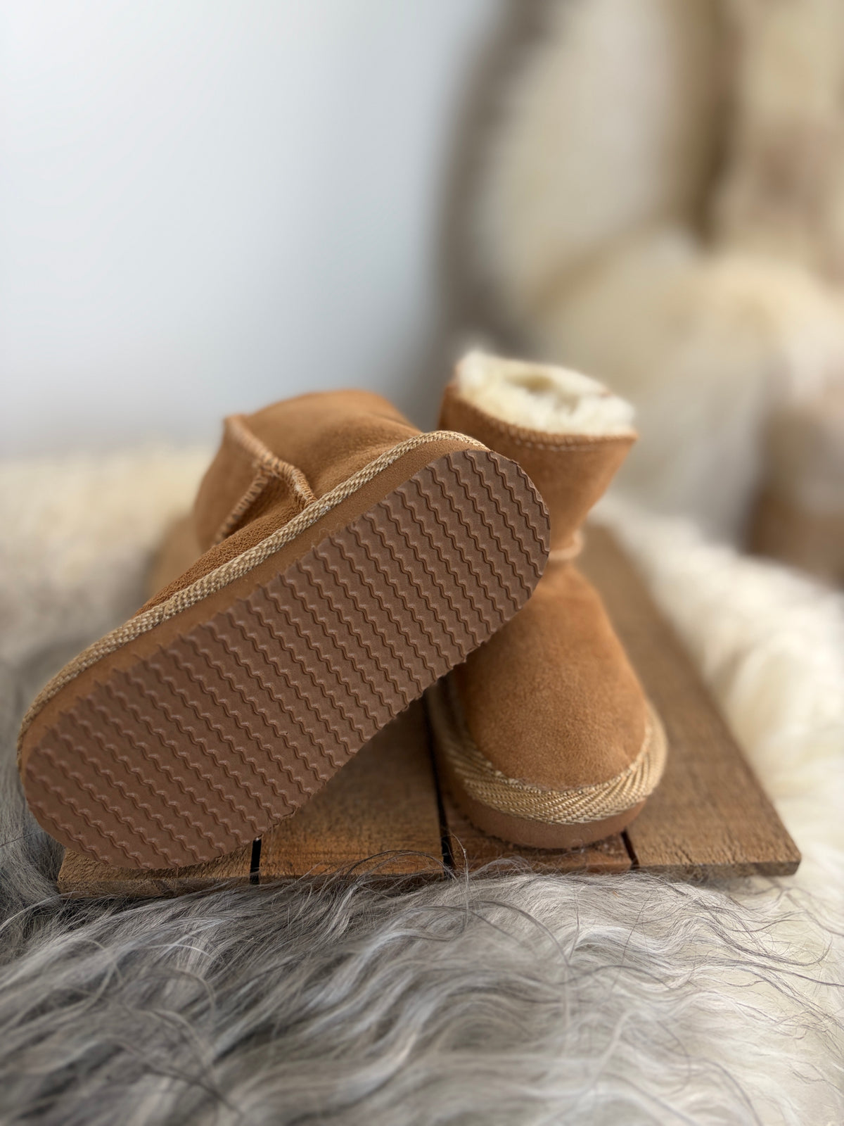 Kids Sheepskin Slippers with Rubber Soles – Genuine Merino Wool, Cozy Leather House Shoes