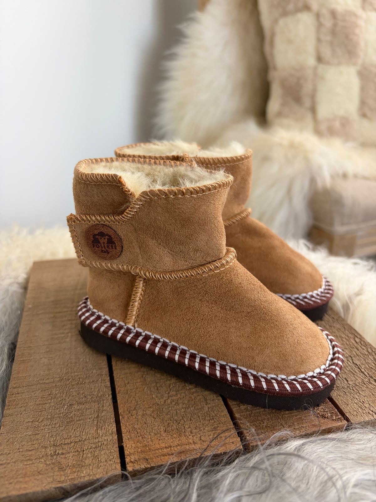 Kids Sheepskin Slippers with Rubber Soles – Genuine Merino Wool, Cozy Leather House Shoes