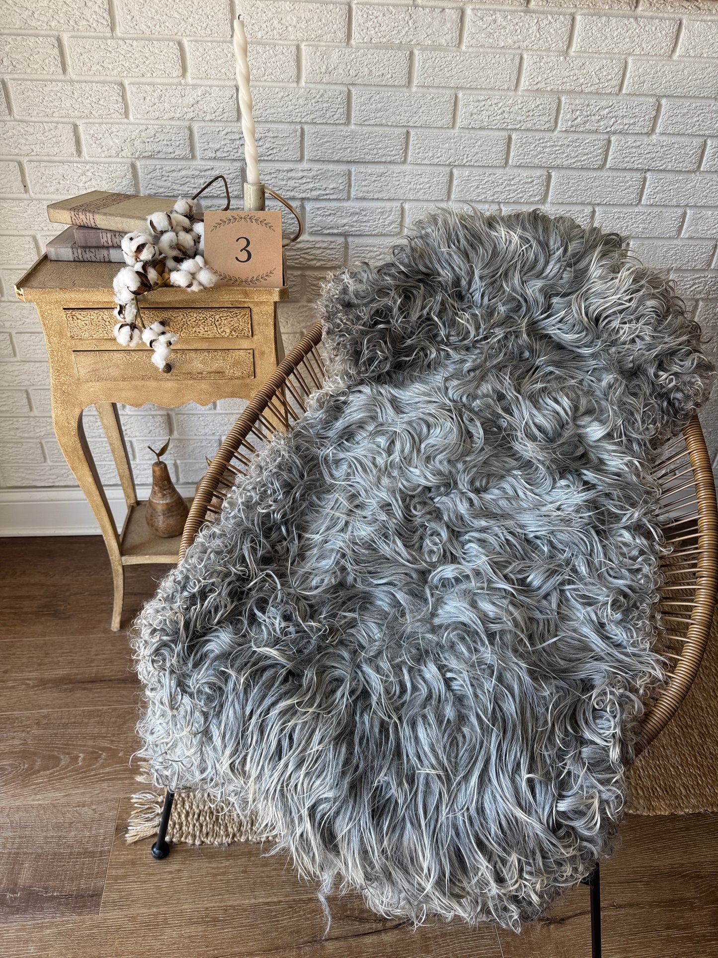 🐑 Beautiful Genuine Gotland Sheepskin Rug — Long Wool 2–3"+, Organic & Sustainable
