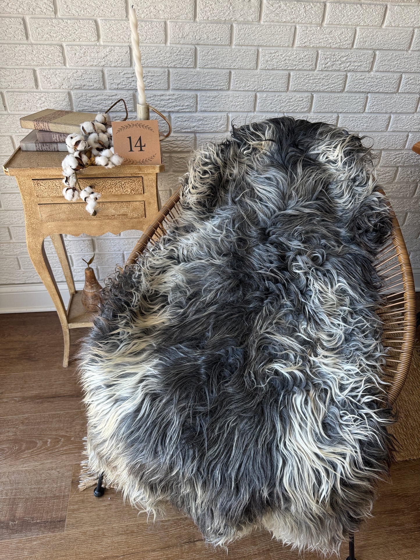 🐑 Beautiful Genuine Gotland Sheepskin Rug — Long Wool 2–3"+, Organic & Sustainable