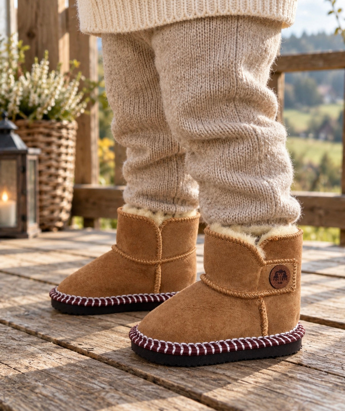 Kids Sheepskin Slippers with Rubber Soles – Genuine Merino Wool, Cozy Leather House Shoes