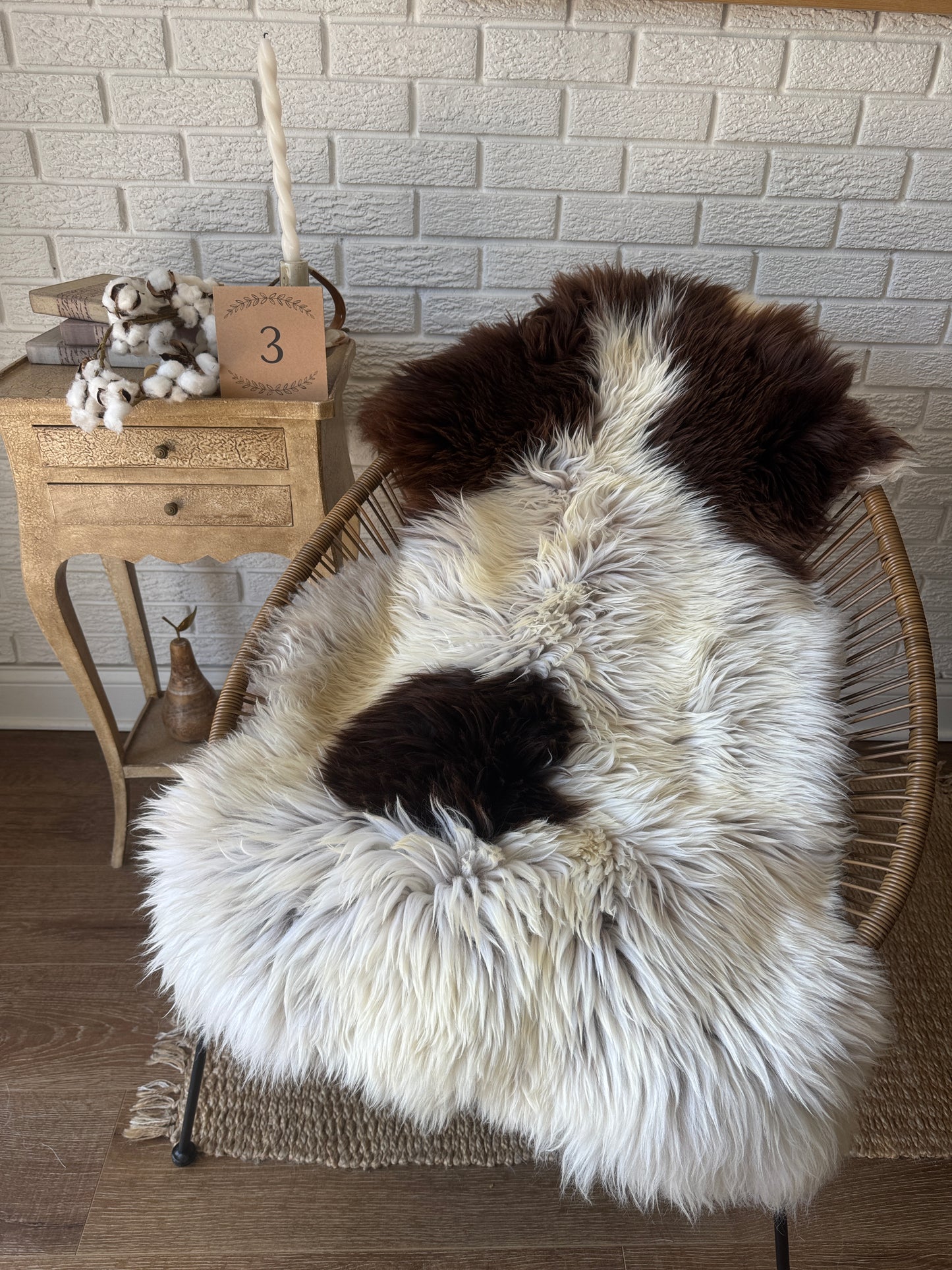 Follkee Rustic Icelandic Sheepskin Rug Throw Fur Rug Sheepskin Rug throw, natural sheepskin, real sheepskin rug, chair throw, all natural MEL42