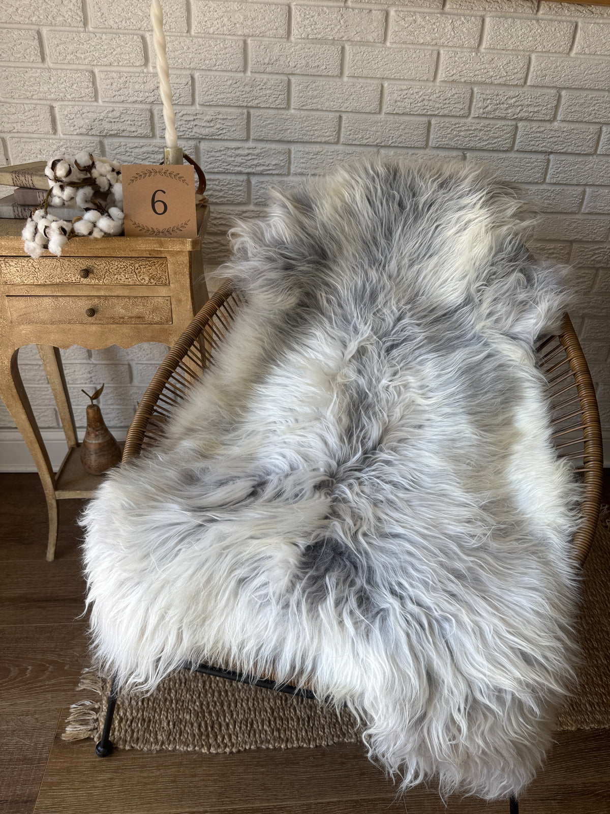 Follkee Rustic Icelandic Sheepskin Rug Throw Fur Rug Sheepskin Rug throw, natural sheepskin, real sheepskin rug, chair throw, all natural MEL42