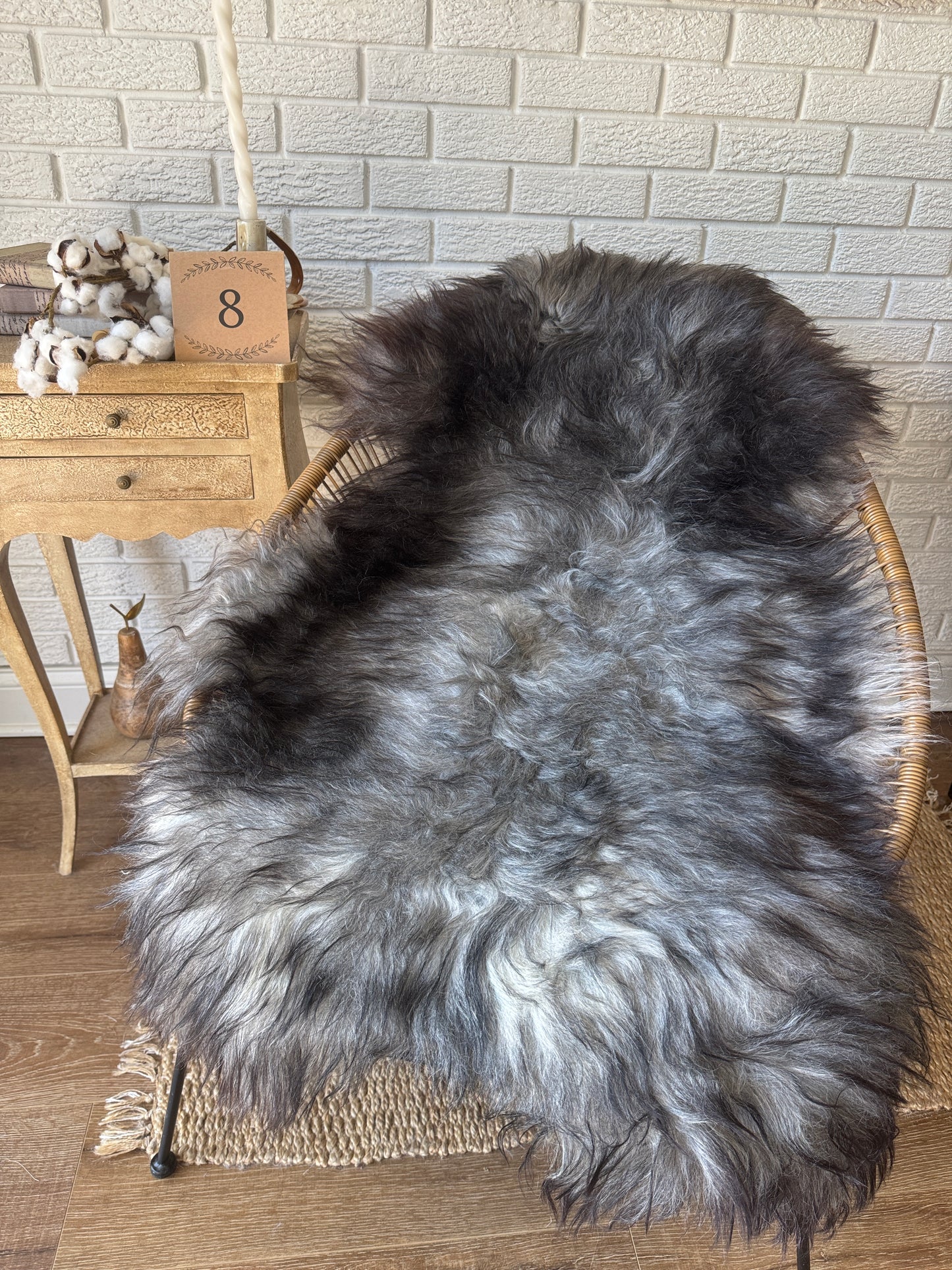 Follkee Rustic Icelandic Sheepskin Rug Throw Fur Rug Sheepskin Rug throw, natural sheepskin, real sheepskin rug, chair throw, all natural MEL42