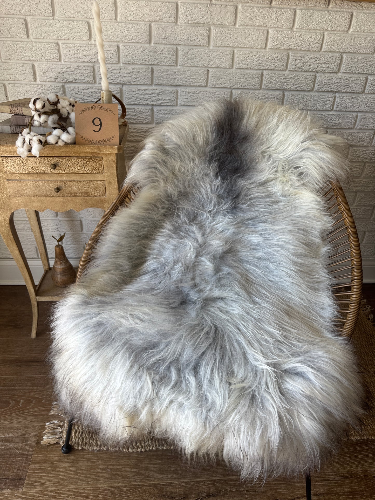 Follkee Rustic Icelandic Sheepskin Rug Throw Fur Rug Sheepskin Rug throw, natural sheepskin, real sheepskin rug, chair throw, all natural MEL42