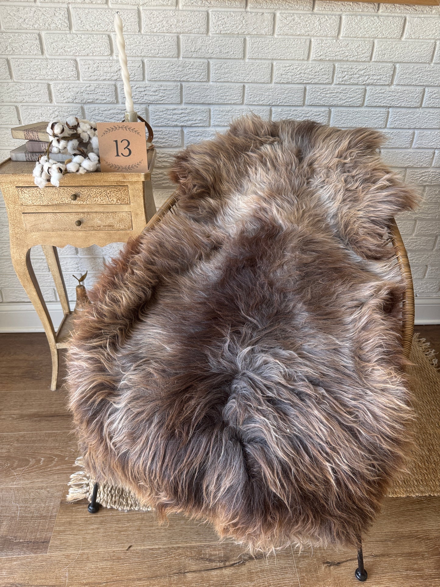 Follkee Rustic Icelandic Sheepskin Rug Throw Fur Rug Sheepskin Rug throw, natural sheepskin, real sheepskin rug, chair throw, all natural MEL42