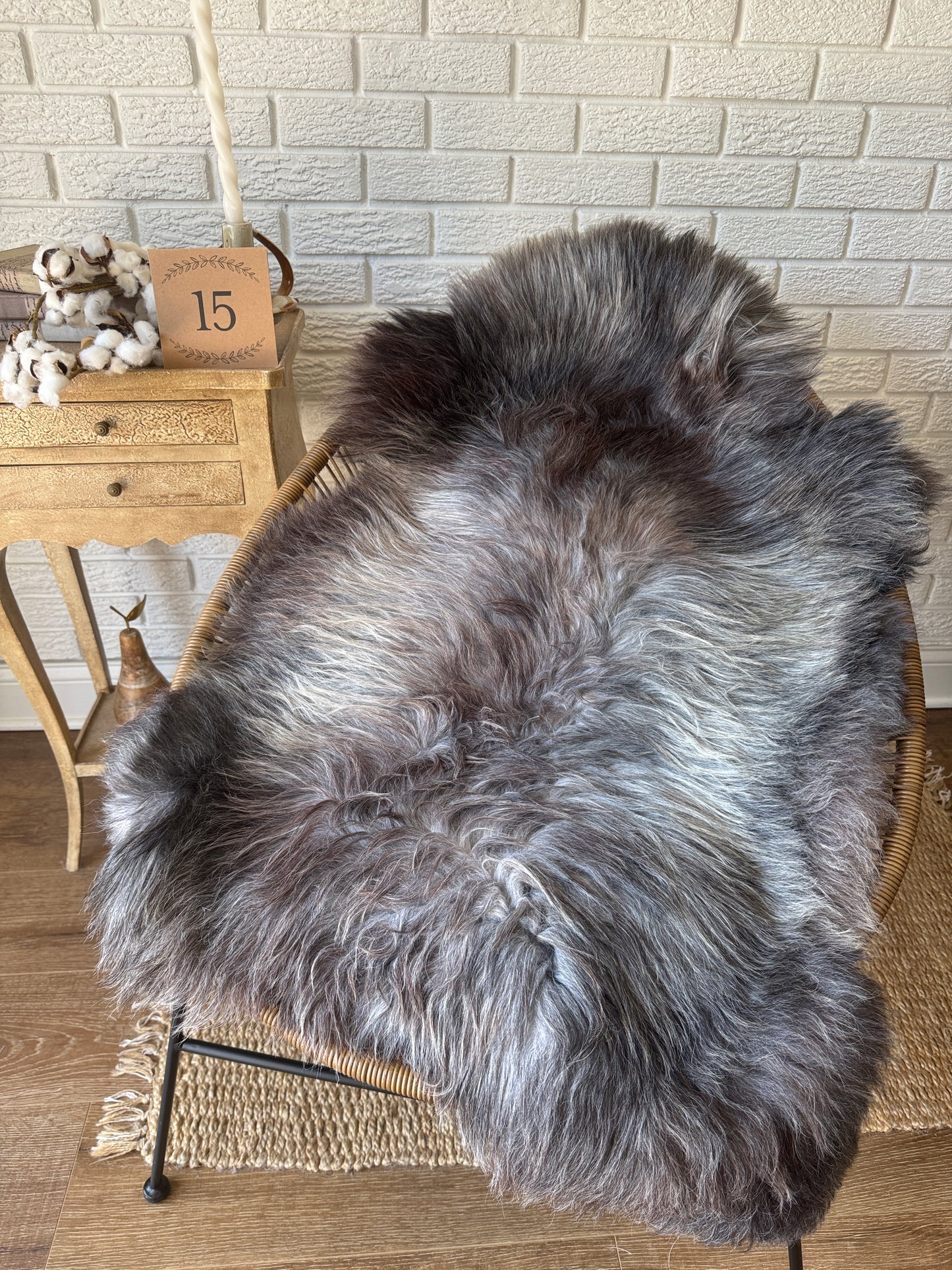 Follkee Rustic Icelandic Sheepskin Rug Throw Fur Rug Sheepskin Rug throw, natural sheepskin, real sheepskin rug, chair throw, all natural MEL42