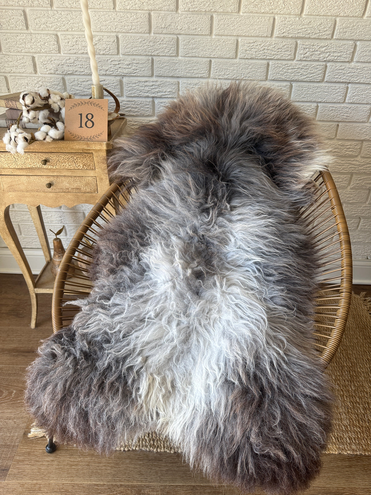Follkee Rustic Icelandic Sheepskin Rug Throw Fur Rug Sheepskin Rug throw, natural sheepskin, real sheepskin rug, chair throw, all natural MEL42