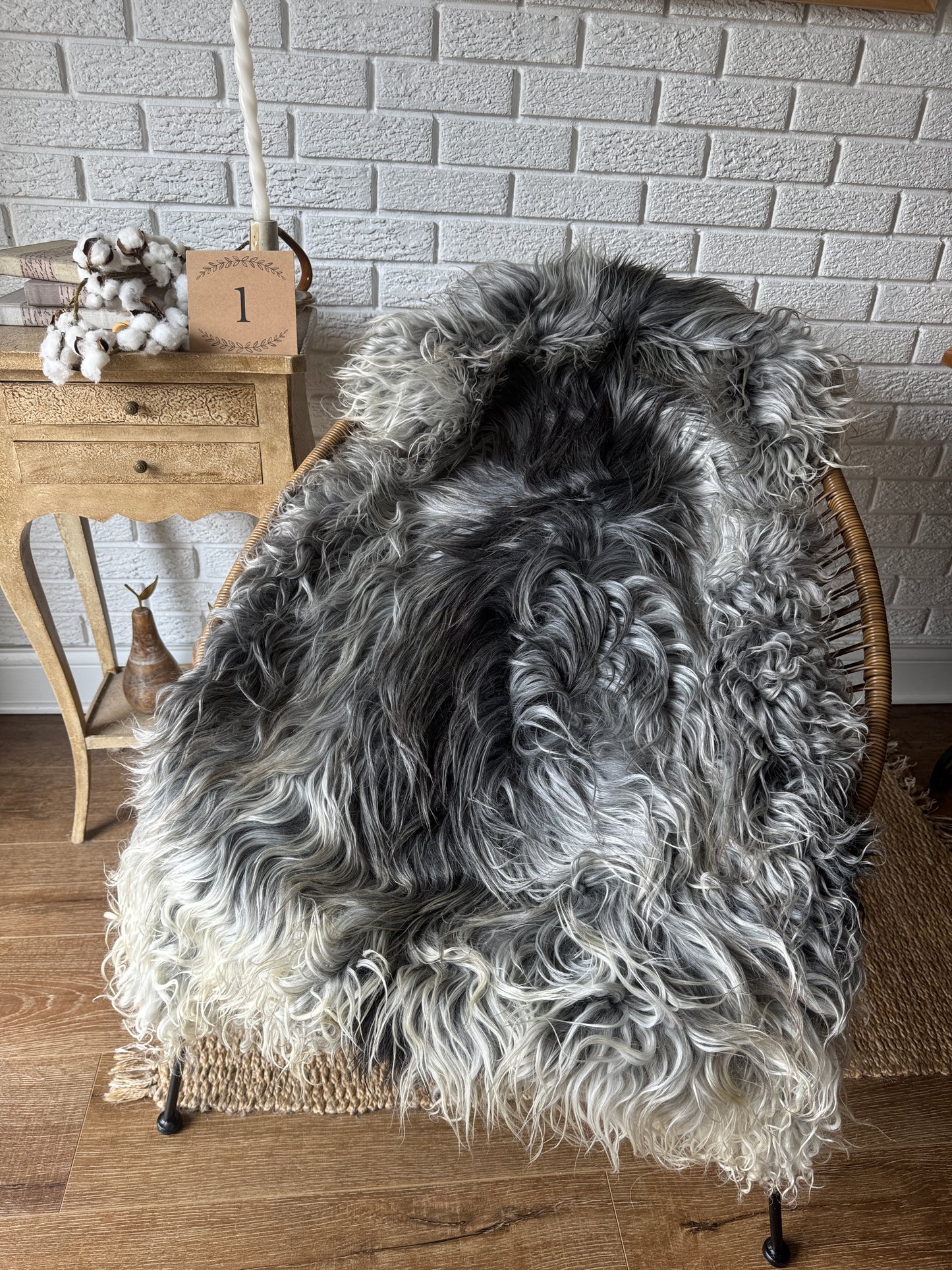 🐑 Beautiful Genuine Gotland Sheepskin Rug — Long Wool 2–3"+, Organic & Sustainable GD1