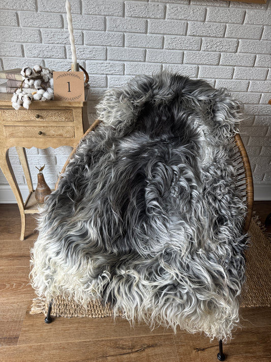 🐑 Beautiful Genuine Gotland Sheepskin Rug — Long Wool 2–3"+, Organic & Sustainable GD1
