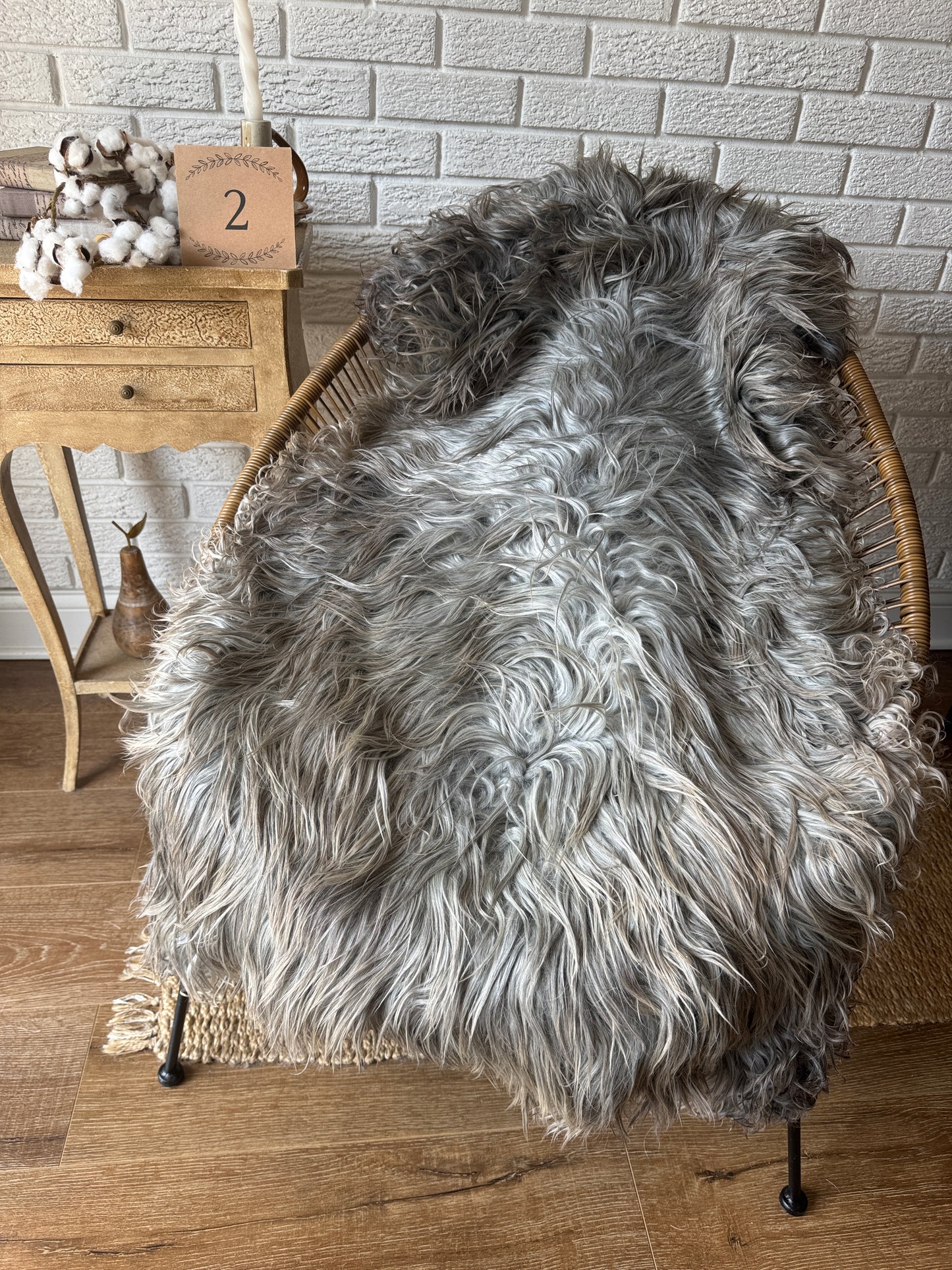 🐑 Beautiful Genuine Gotland Sheepskin Rug — Long Wool 2–3"+, Organic & Sustainable GD1
