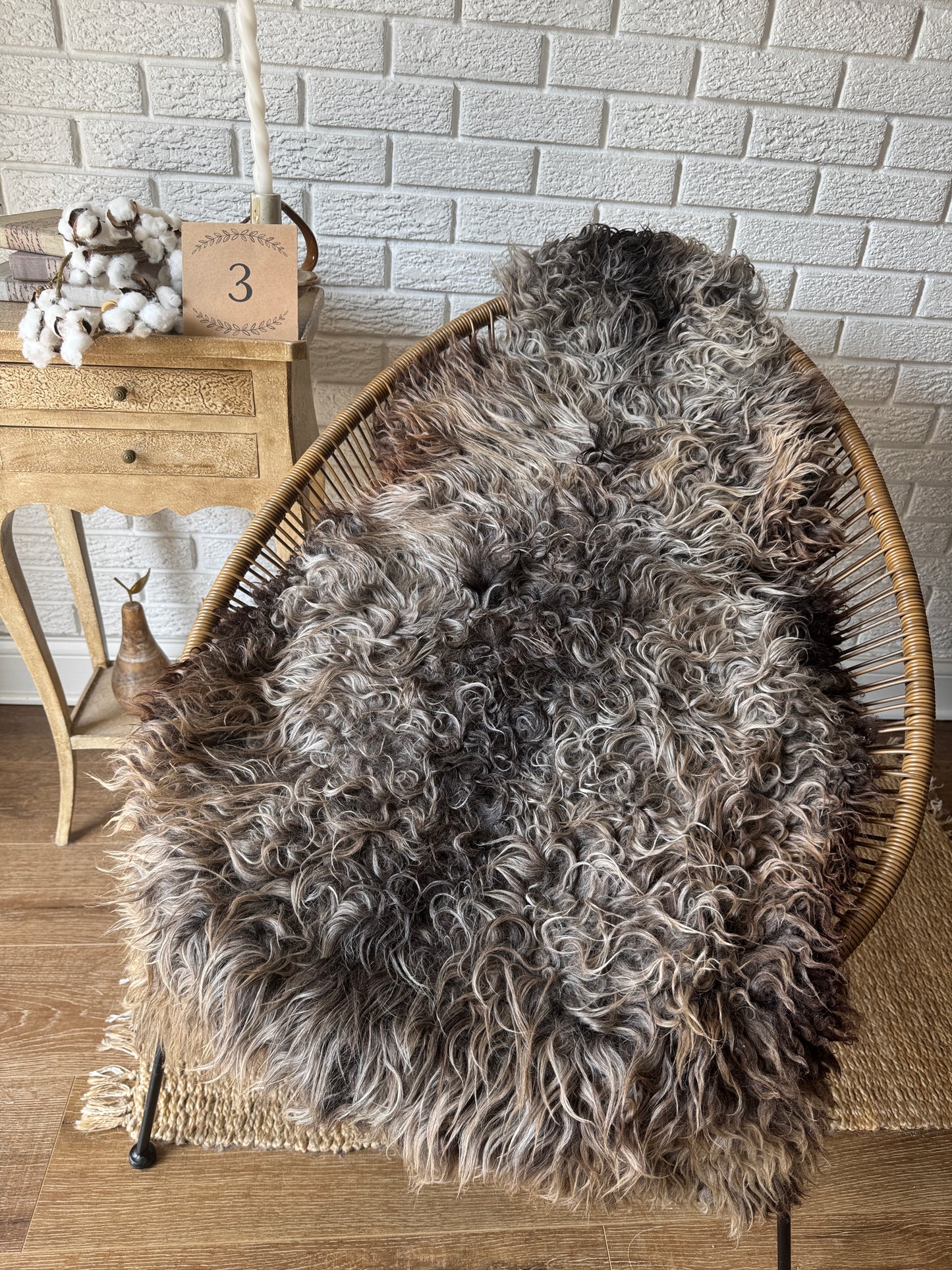 🐑 Beautiful Genuine Gotland Sheepskin Rug — Long Wool 2–3"+, Organic & Sustainable GD1