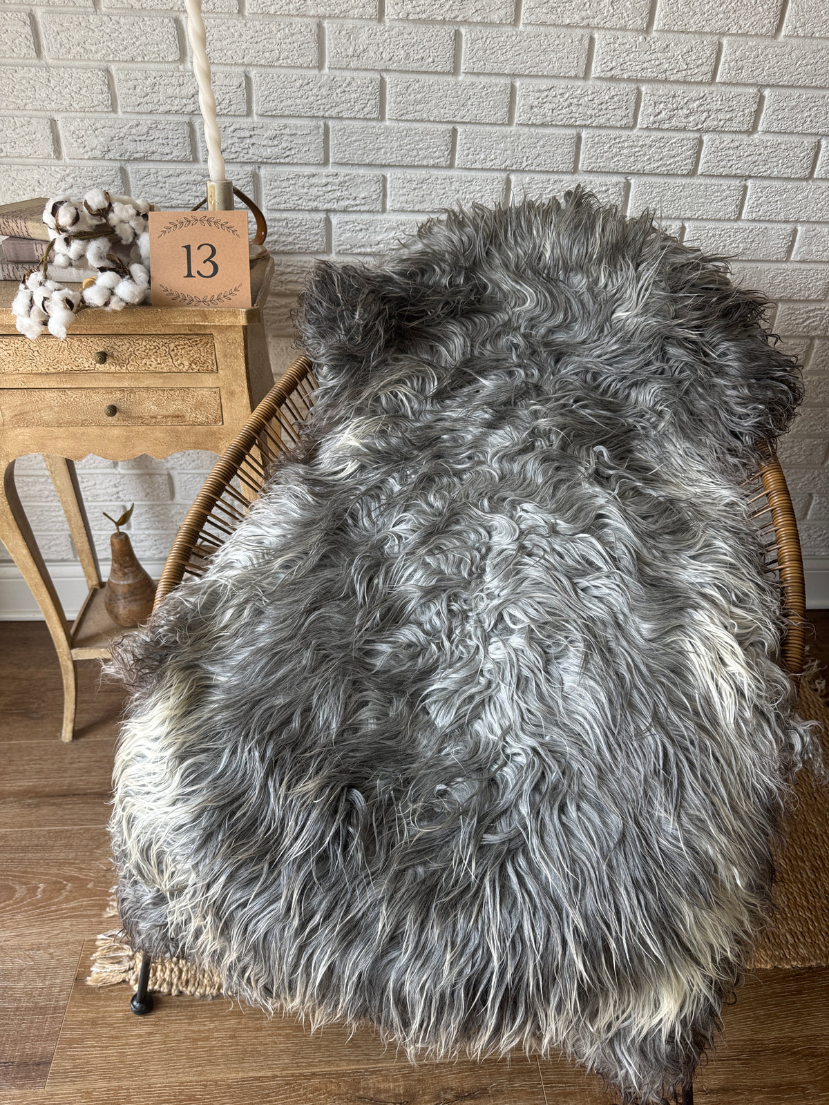 🐑 Beautiful Genuine Gotland Sheepskin Rug — Long Wool 2–3"+, Organic & Sustainable GD1