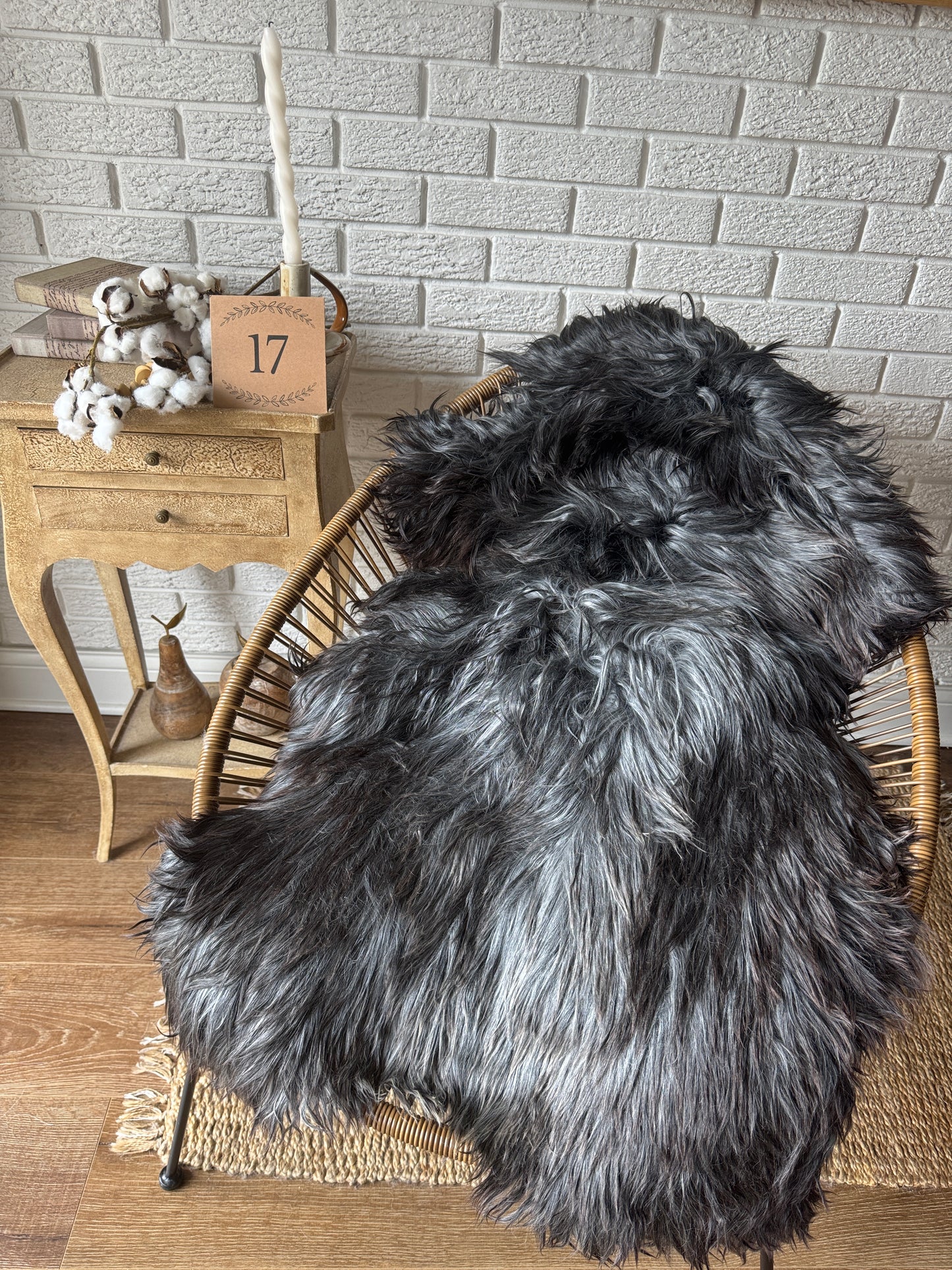 🐑 Beautiful Genuine Gotland Sheepskin Rug — Long Wool 2–3"+, Organic & Sustainable GD1