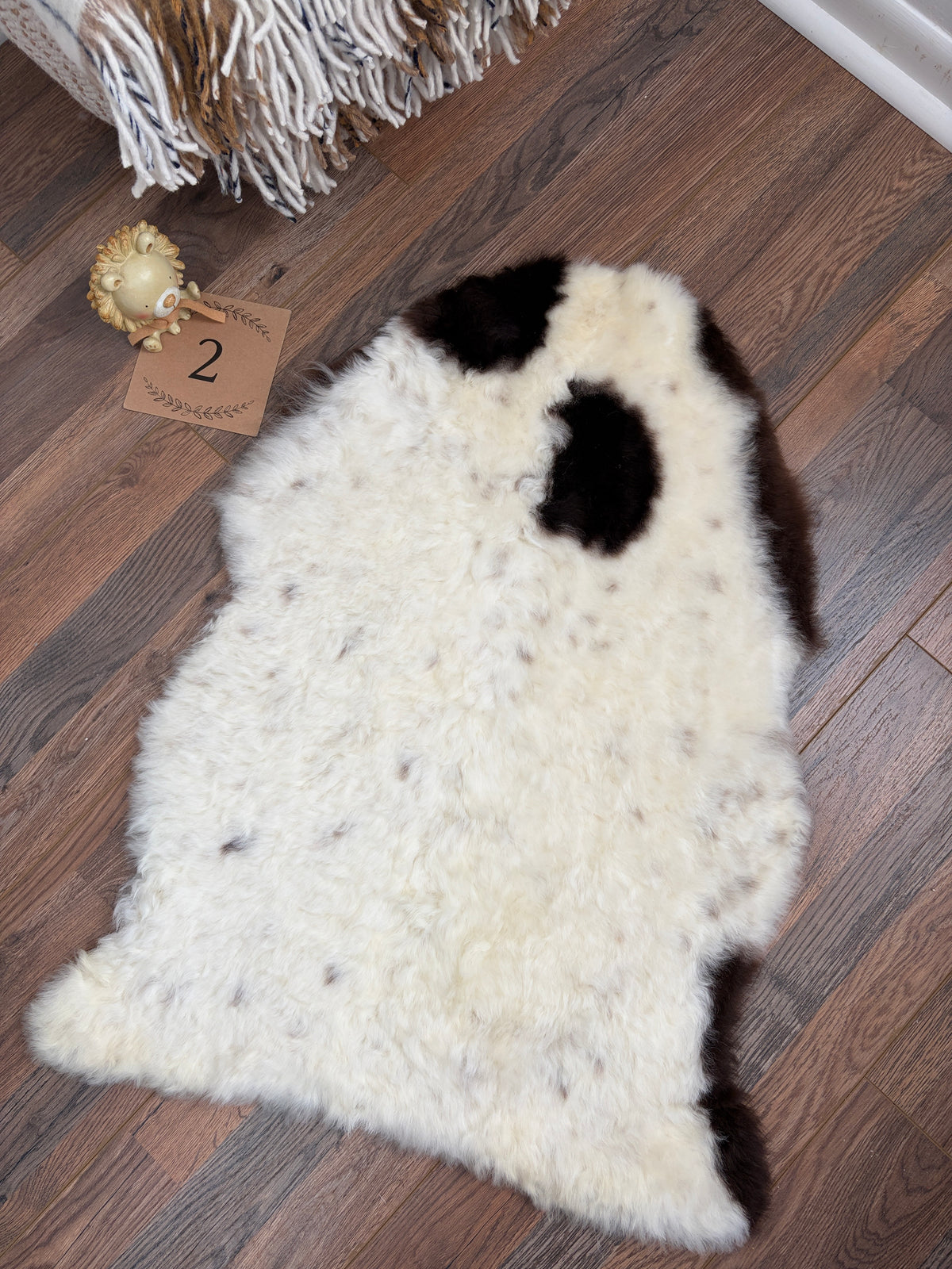 Natural American Jacob Sheepskin Baby Mat – Ultra Soft Spotted Lambskin Rug, Tummy Time Play Mat & Nursery Decor