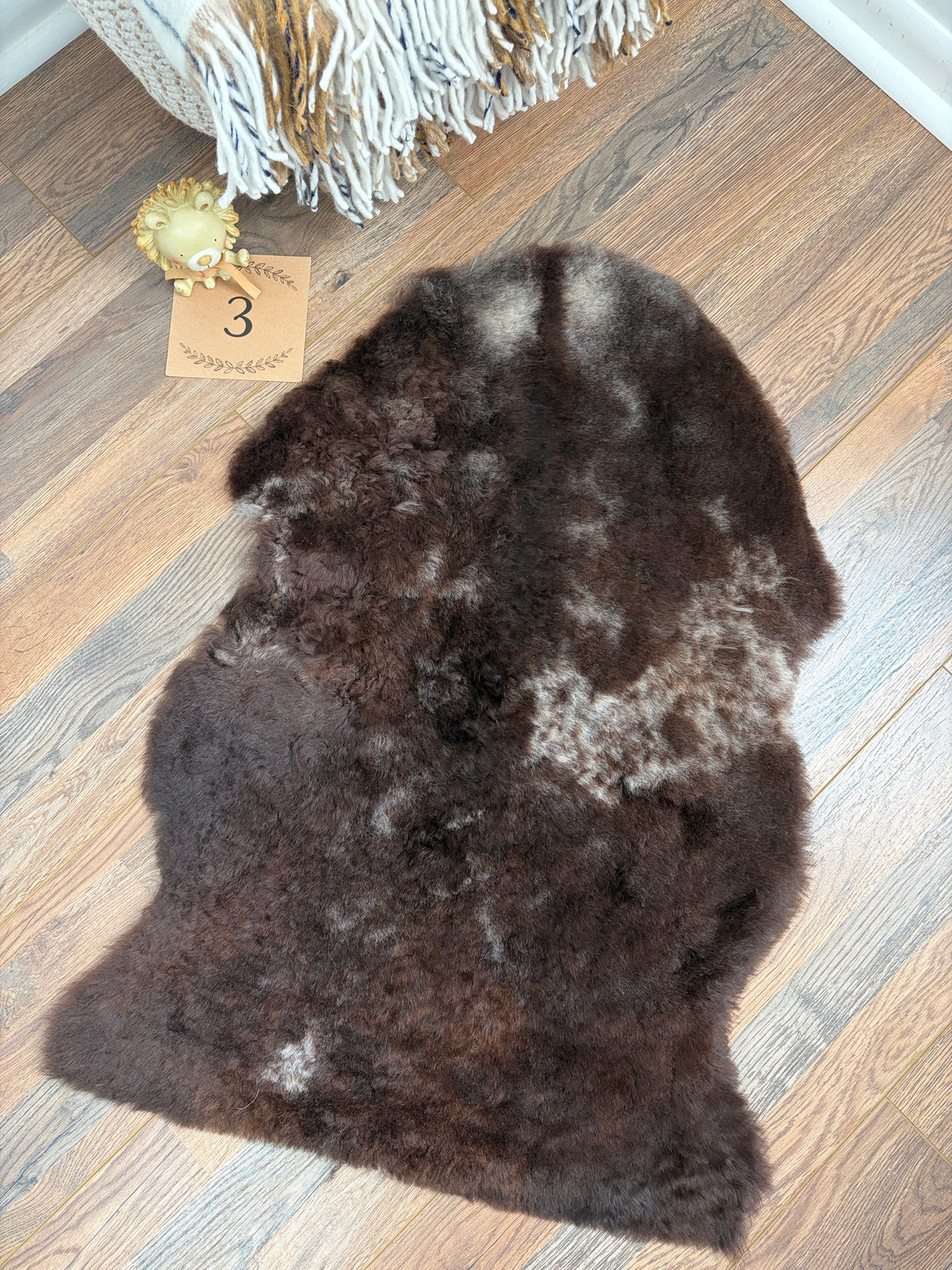 Natural American Jacob Sheepskin Baby Mat – Ultra Soft Spotted Lambskin Rug, Tummy Time Play Mat & Nursery Decor
