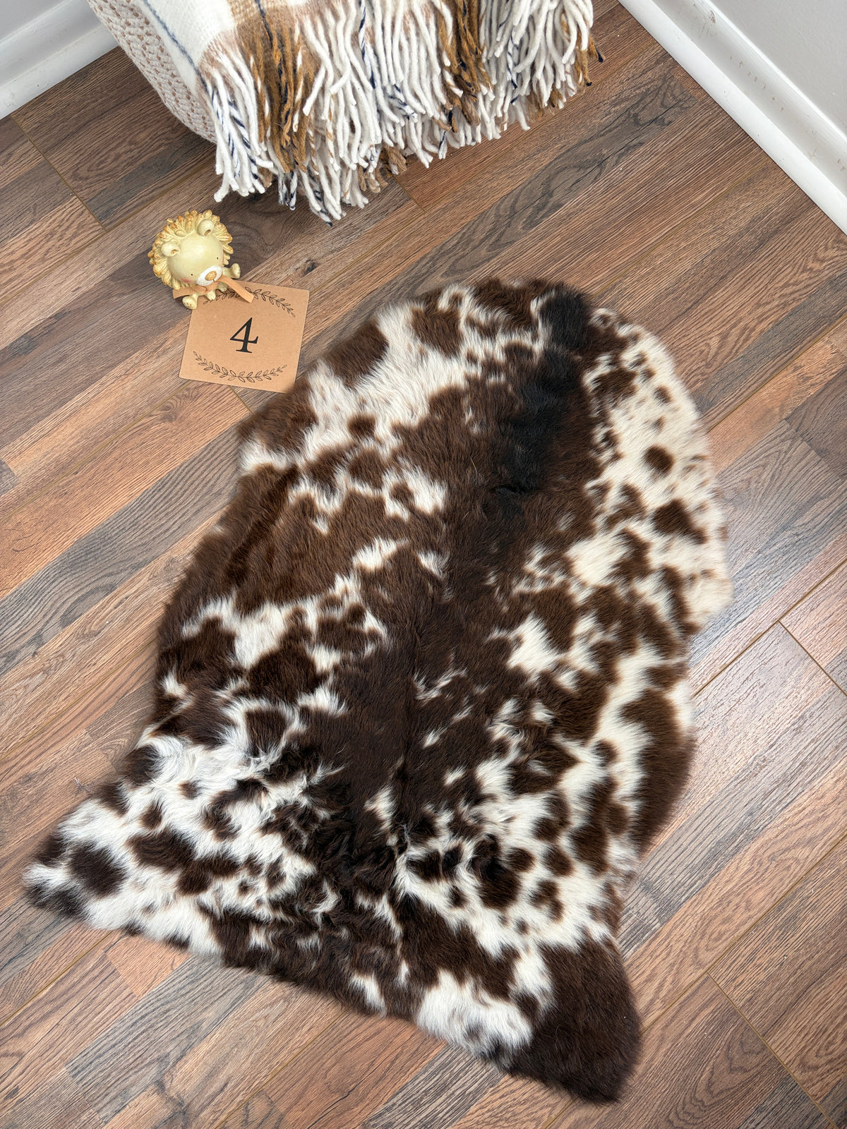 Natural American Jacob Sheepskin Baby Mat – Ultra Soft Spotted Lambskin Rug, Tummy Time Play Mat & Nursery Decor