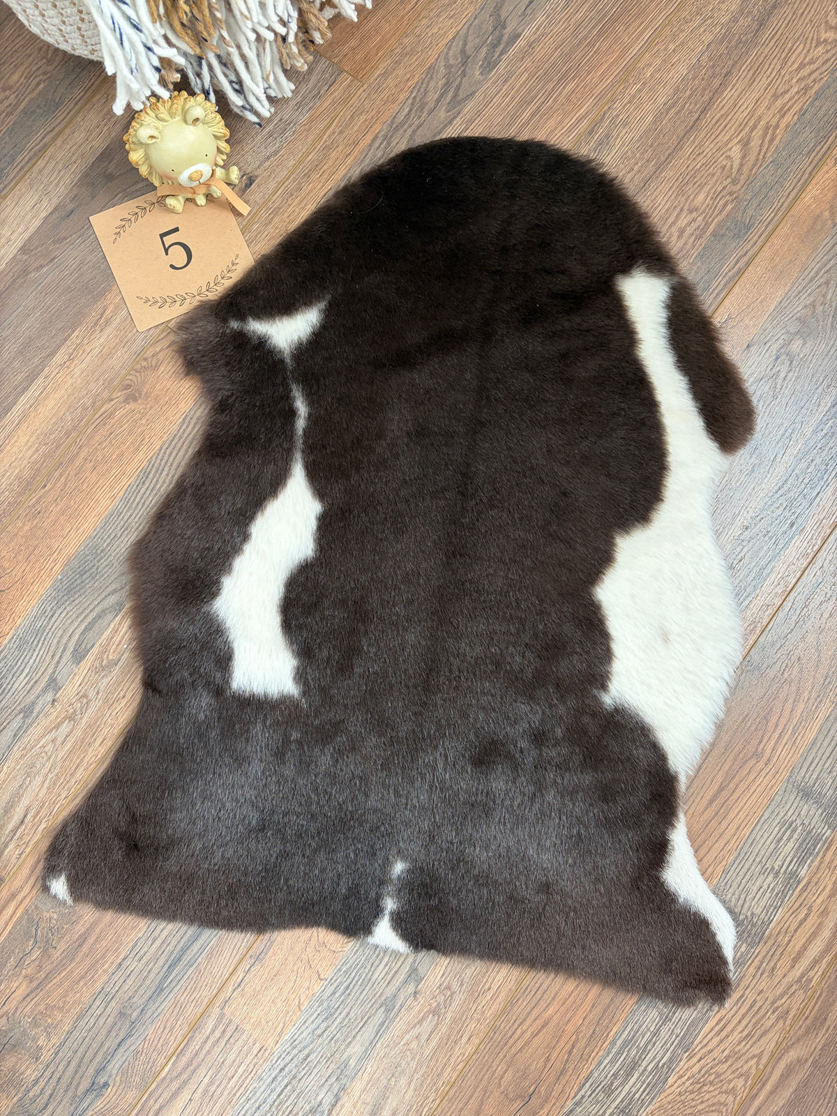 Natural American Jacob Sheepskin Baby Mat – Ultra Soft Spotted Lambskin Rug, Tummy Time Play Mat & Nursery Decor