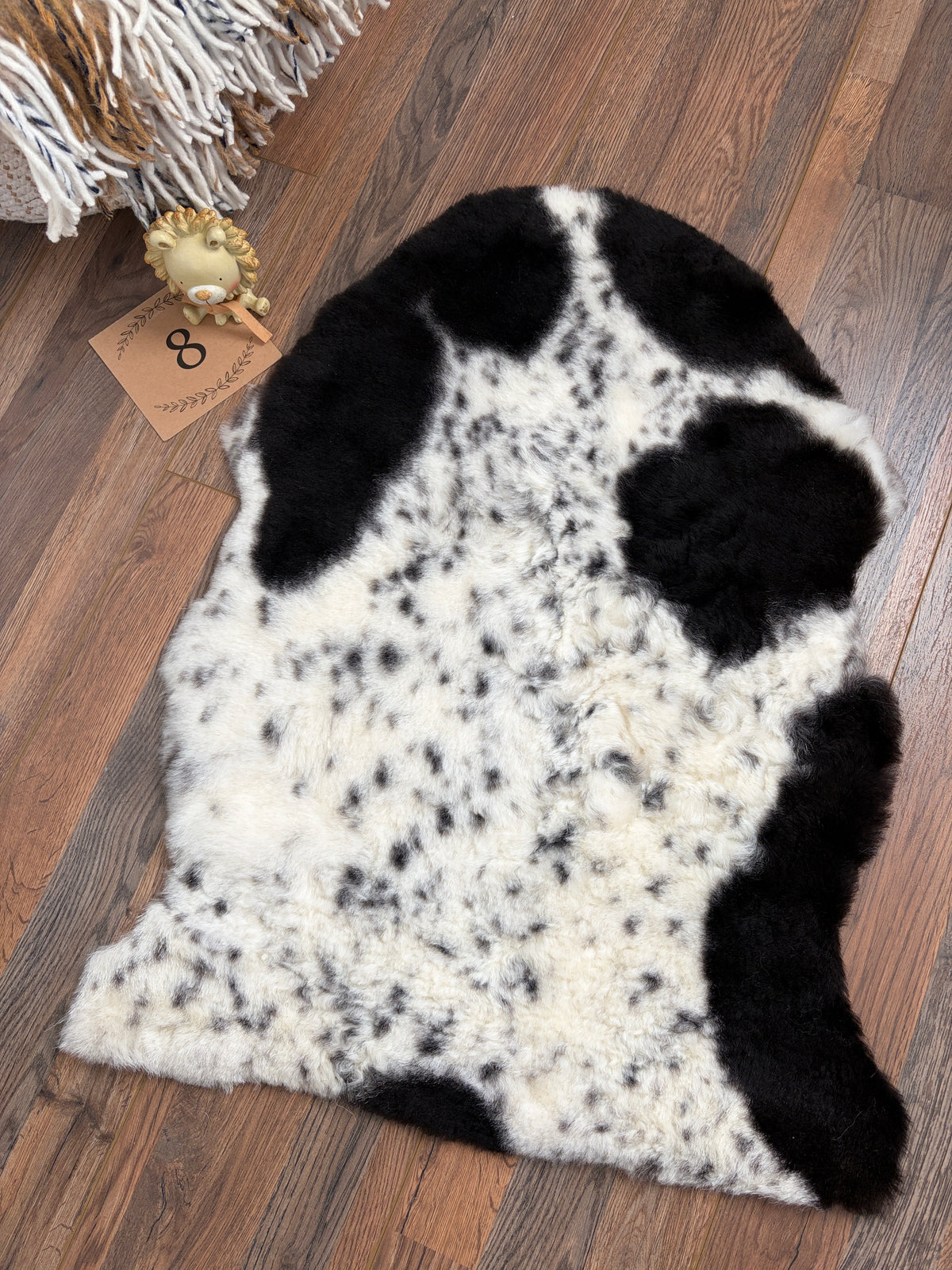 Natural American Jacob Sheepskin Baby Mat – Ultra Soft Spotted Lambskin Rug, Tummy Time Play Mat & Nursery Decor