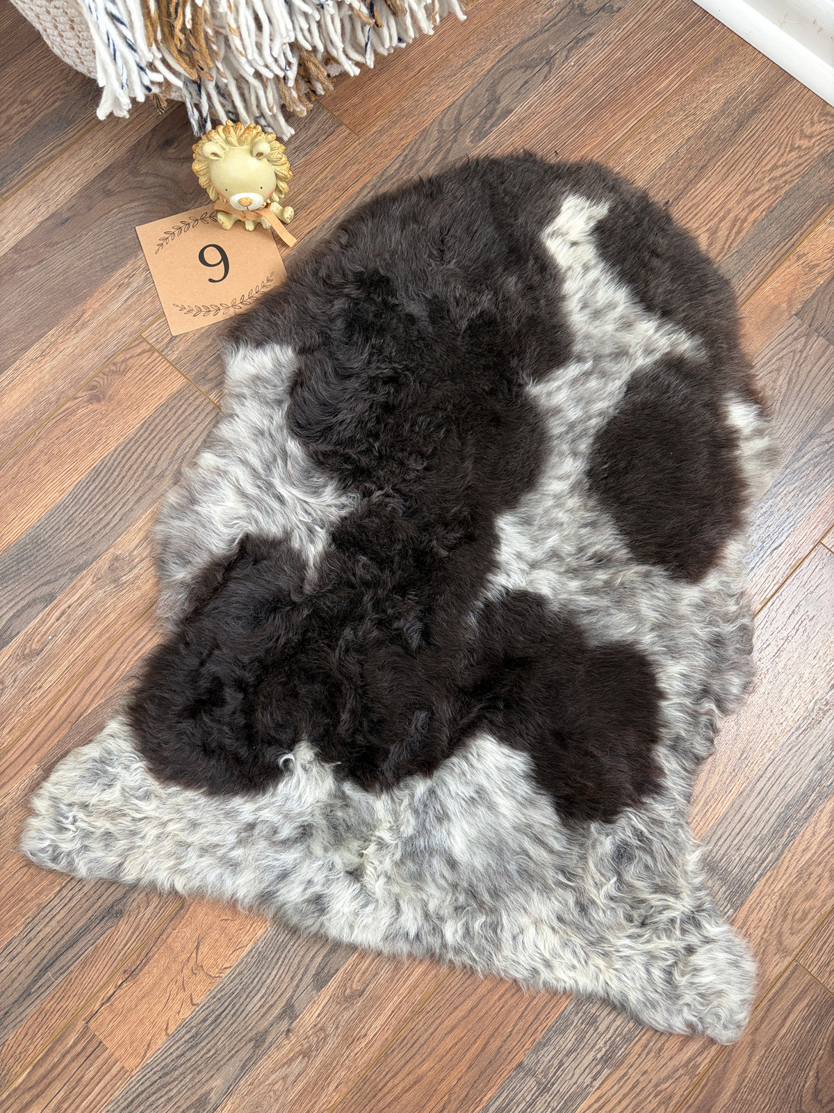 Natural American Jacob Sheepskin Baby Mat – Ultra Soft Spotted Lambskin Rug, Tummy Time Play Mat & Nursery Decor