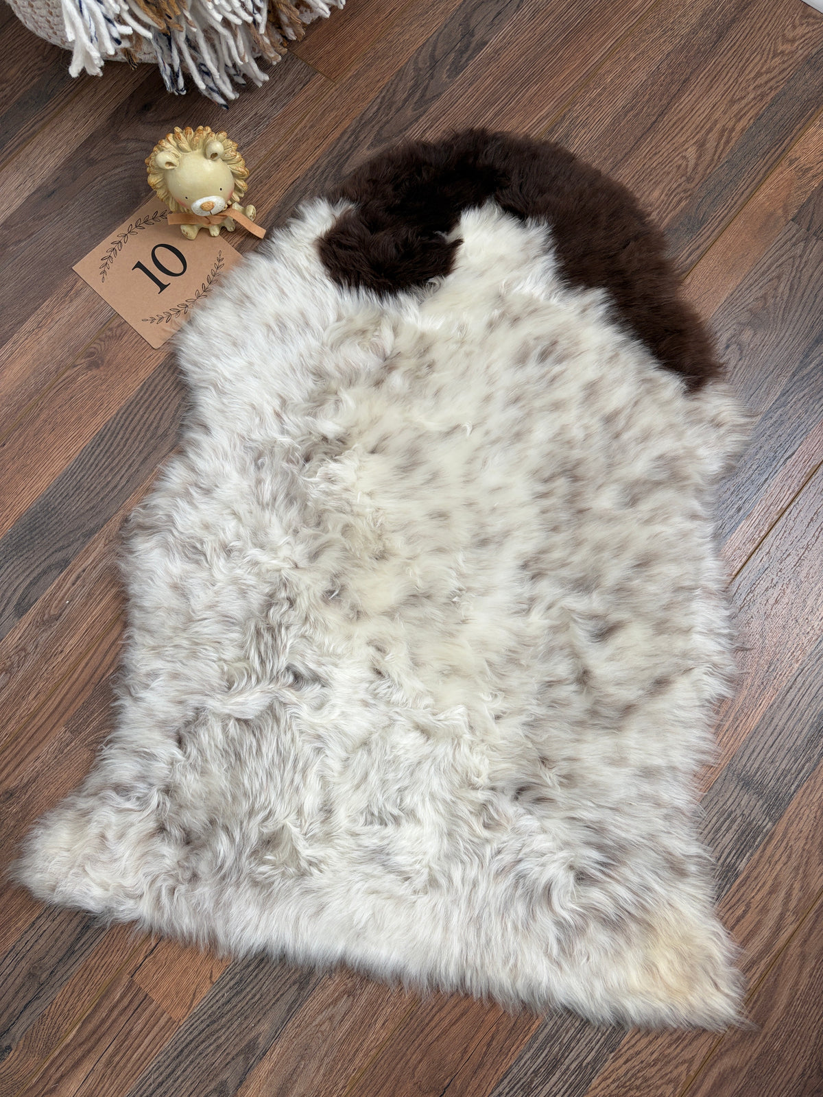 Natural American Jacob Sheepskin Baby Mat – Ultra Soft Spotted Lambskin Rug, Tummy Time Play Mat & Nursery Decor