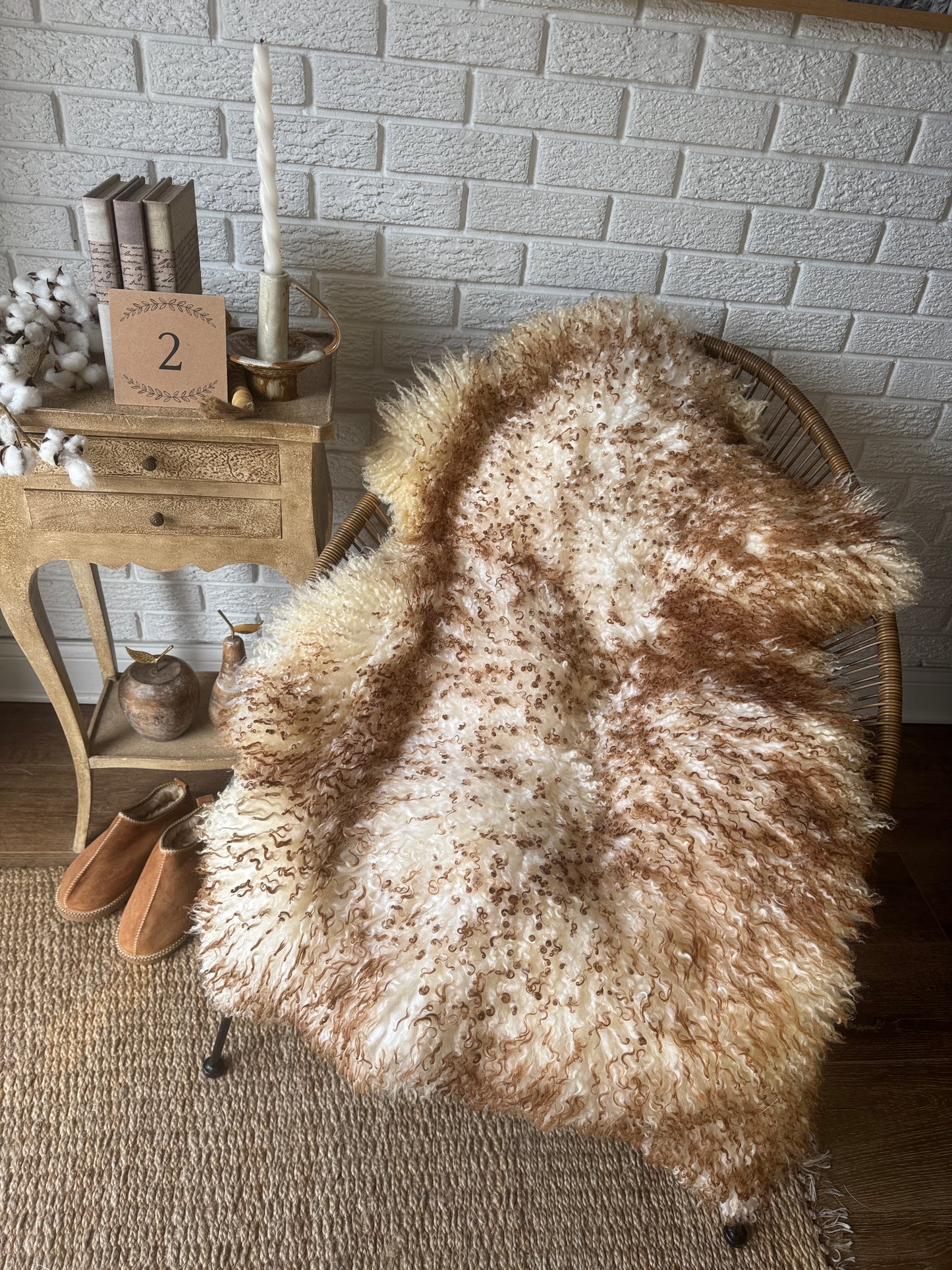 Unique Ginger Gotland Sheepskin Rug • Genuine Long Wool Pelt • Organic Natural Sheepskin • Hypoallergenic Scandinavian Decor