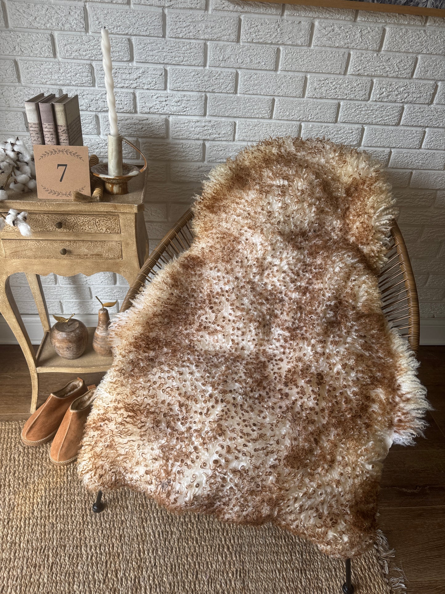 Unique Ginger Gotland Sheepskin Rug • Genuine Long Wool Pelt • Organic Natural Sheepskin • Hypoallergenic Scandinavian Decor