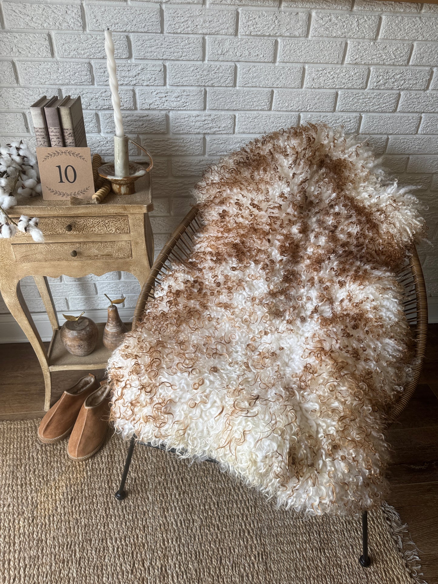 Unique Ginger Gotland Sheepskin Rug • Genuine Long Wool Pelt • Organic Natural Sheepskin • Hypoallergenic Scandinavian Decor