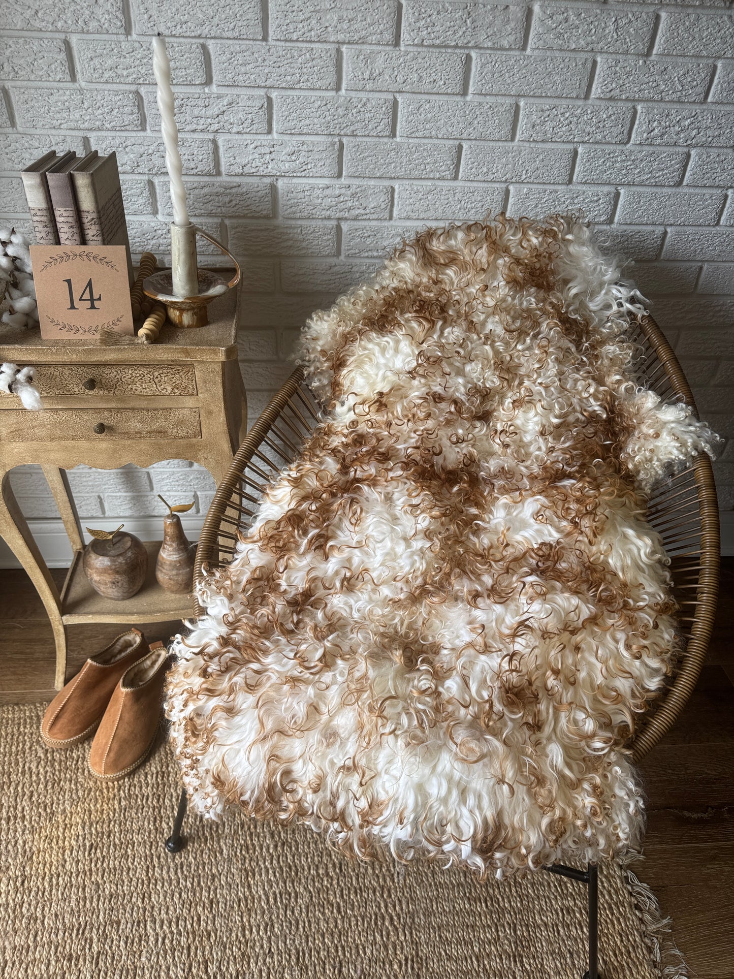Unique Ginger Gotland Sheepskin Rug • Genuine Long Wool Pelt • Organic Natural Sheepskin • Hypoallergenic Scandinavian Decor