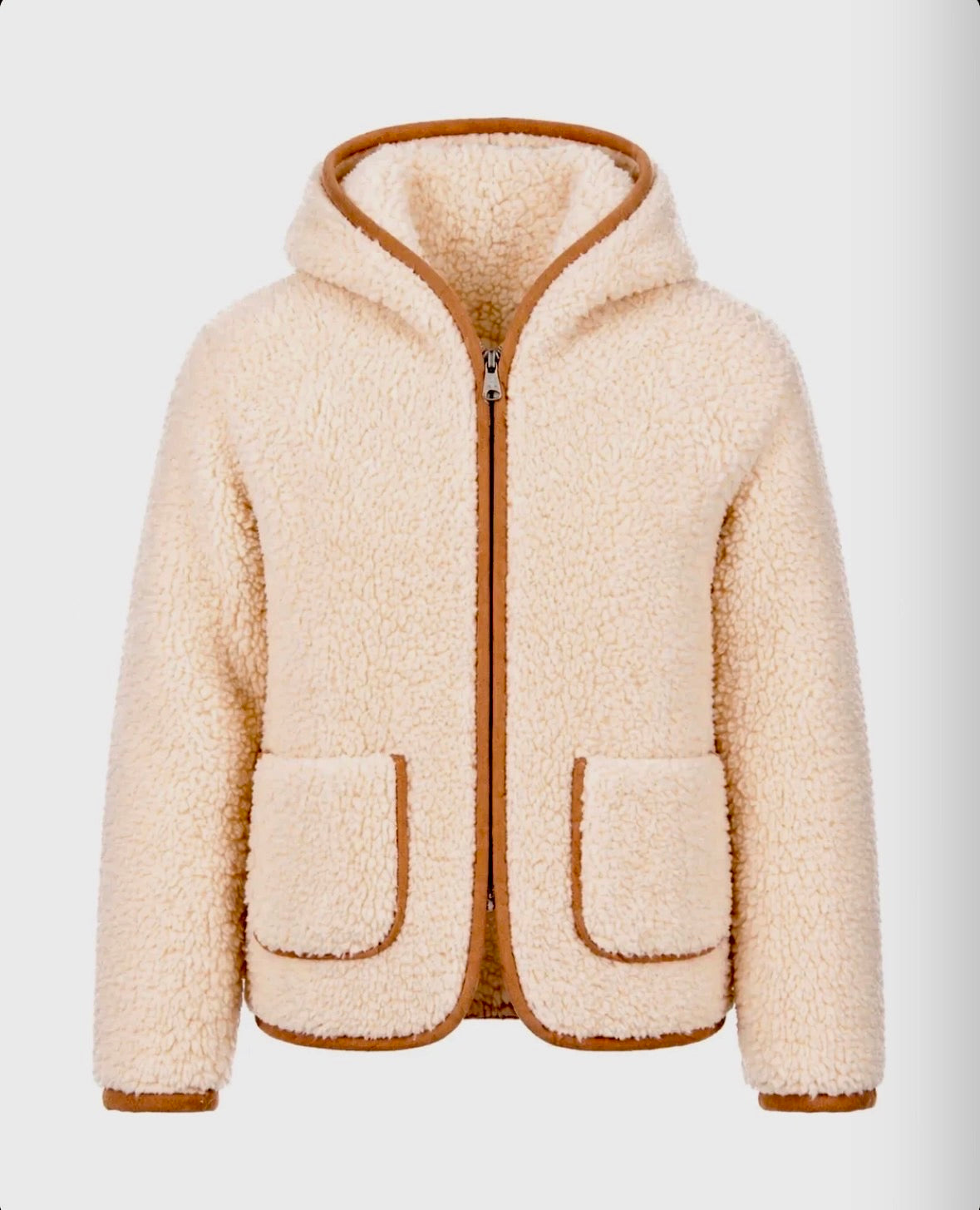 Sheepskin Wool Pullover • 100% Natural Wool Jacket • Light Brown Warm Scandinavian Fleece