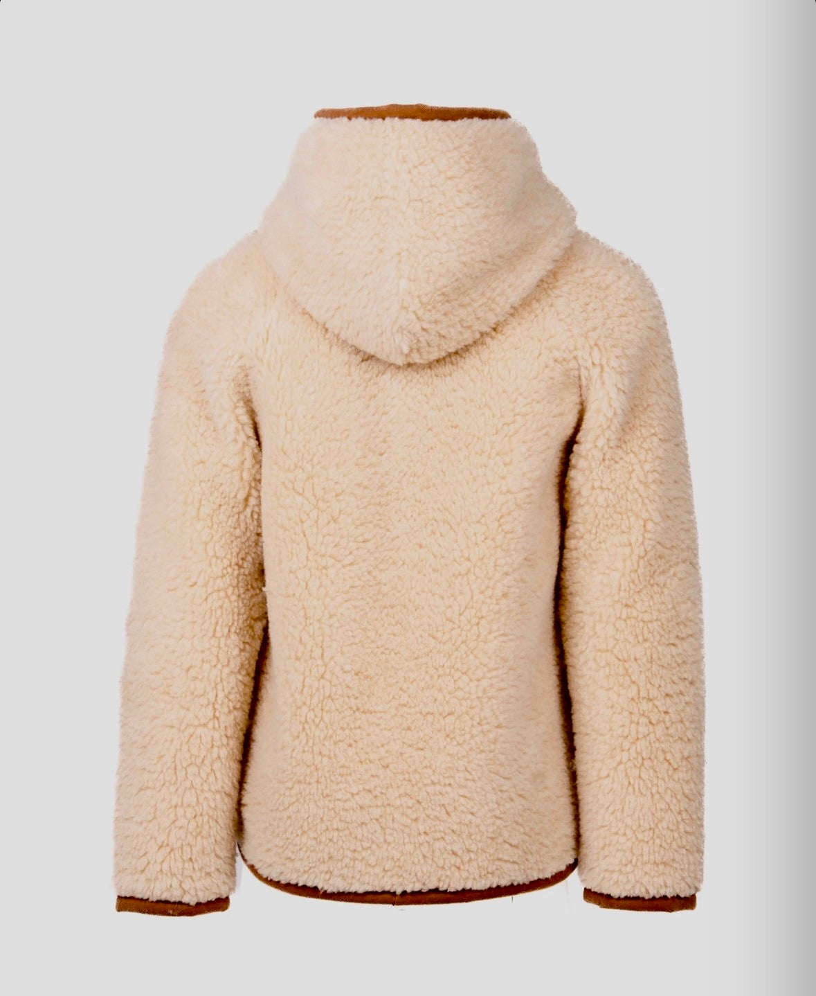 Sheepskin Wool Pullover • 100% Natural Wool Jacket • Light Brown Warm Scandinavian Fleece