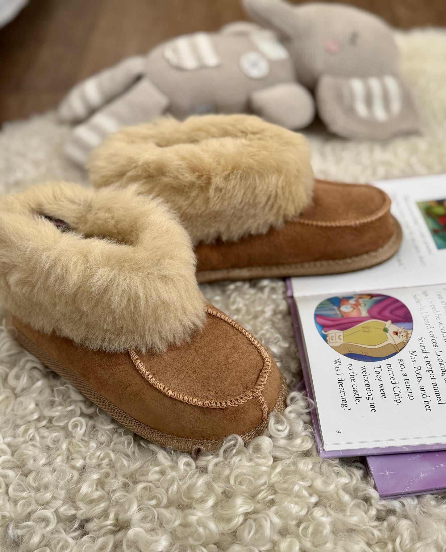 Follkee Kids Slippers House Shoes Handcrafted Wool 100% Leather