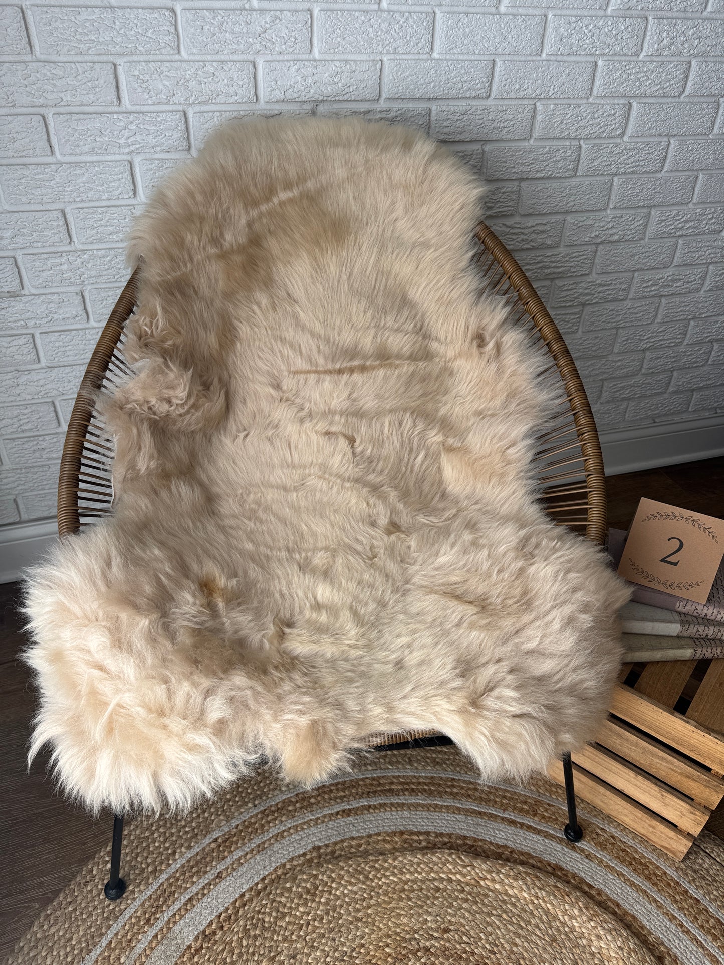 Follkee Sheepskin Rug, Throw Fur Rug, Carmel, Champagne, Beige Taupe, Short wool