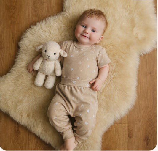 Nursery Sheepskin, Organic Relugan Sheepskin Mat – Natural, Hypoallergenic Short Wool