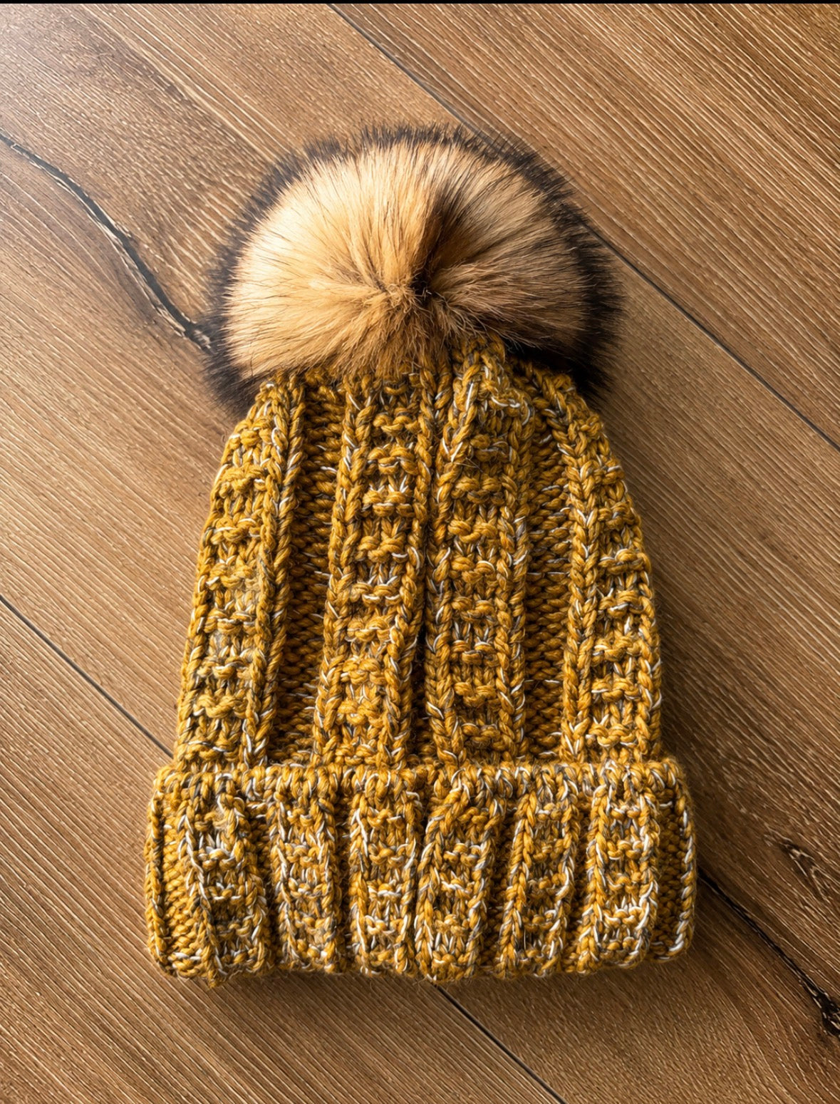 Follkee Ribbed Knit Beanie with Natura Fur Pom • Cozy Winter Hat • Soft Stretch Fit