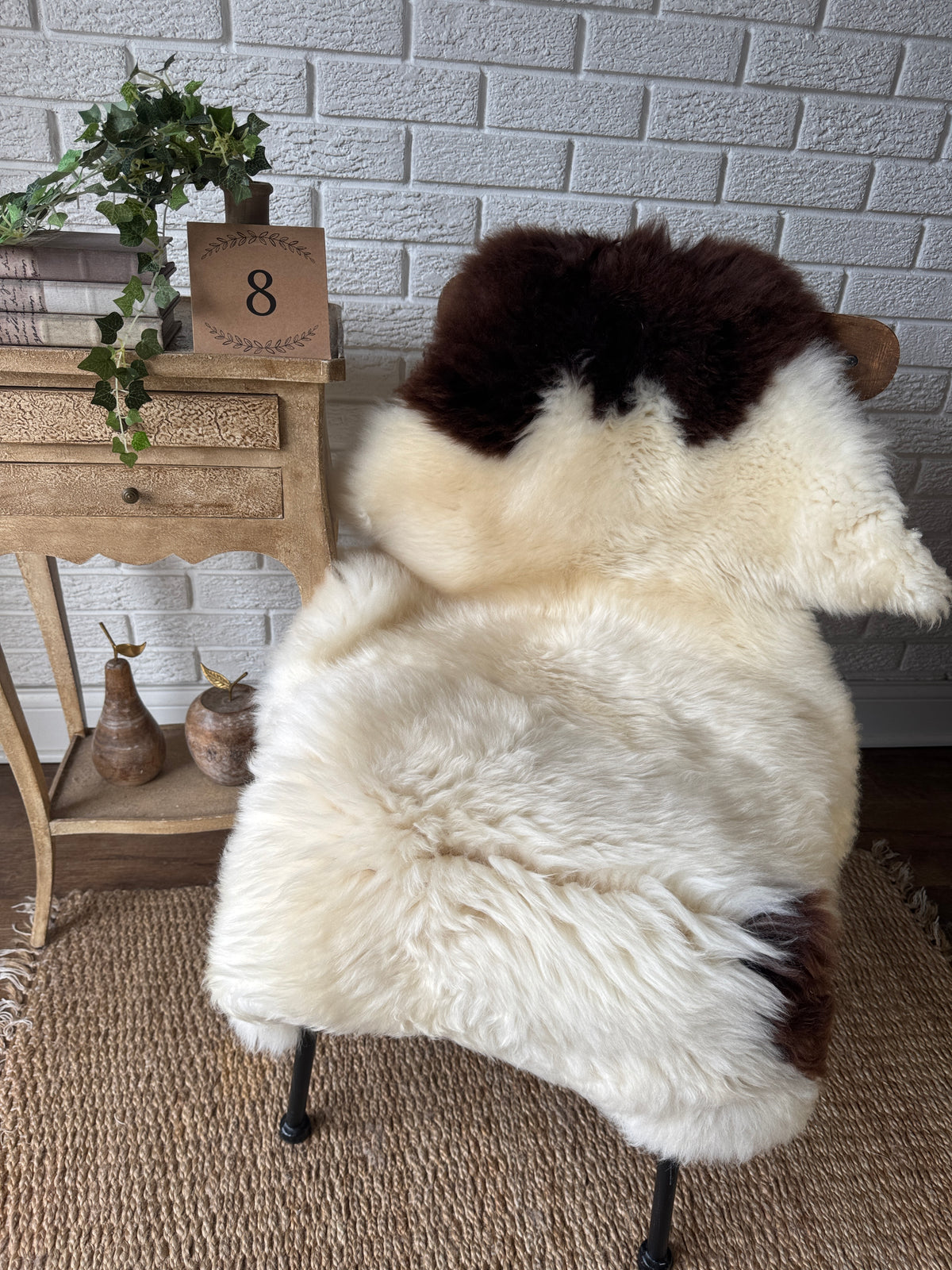Follkee Jakob Sheepskin • Natural Patterned Wool Pelt • Hand‑Selected Ultra Soft Short & Long Wool