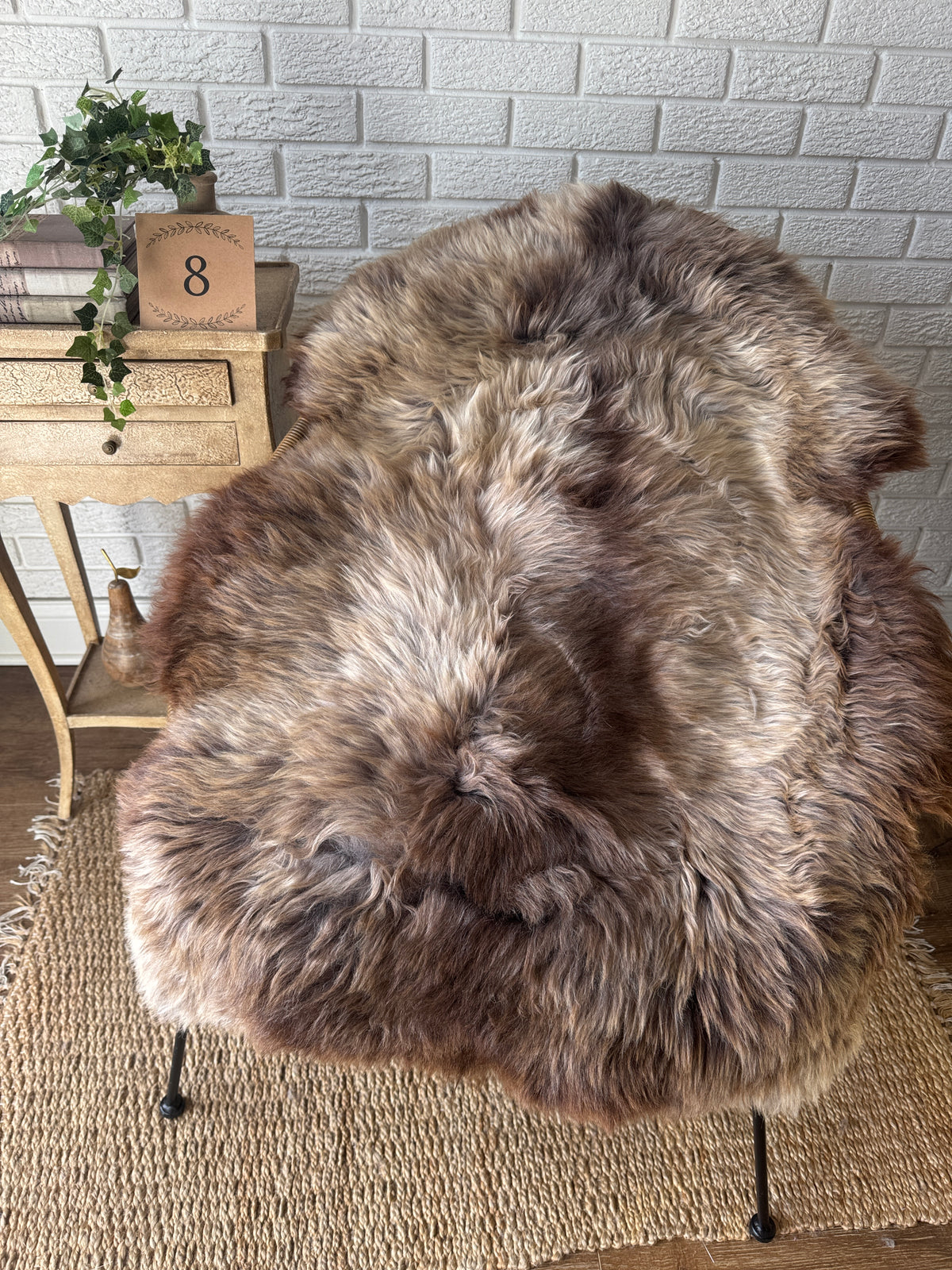 Follkee Brown Sheepskin • Cappuccino Latte Espresso Shades • Ultra Soft Natural Wool Pelt