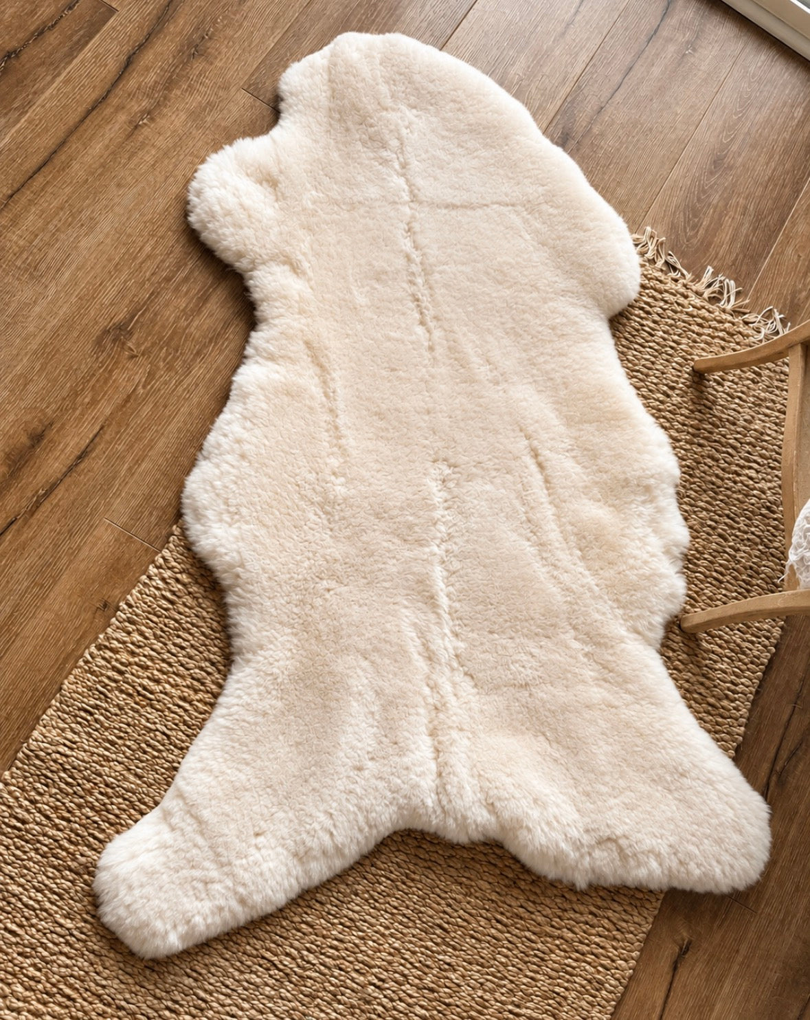 Short Soft Wool Follkee Sheepskin Rug – Champagne Beige Taupe Icelandic & Australian Real Sheepskin Throw