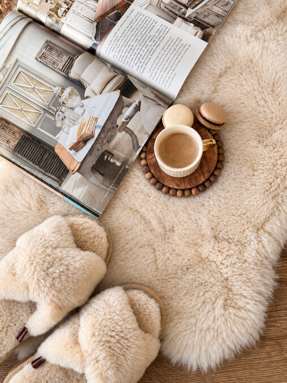 Short Soft Wool Follkee Sheepskin Rug – Champagne Beige Taupe Icelandic & Australian Real Sheepskin Throw